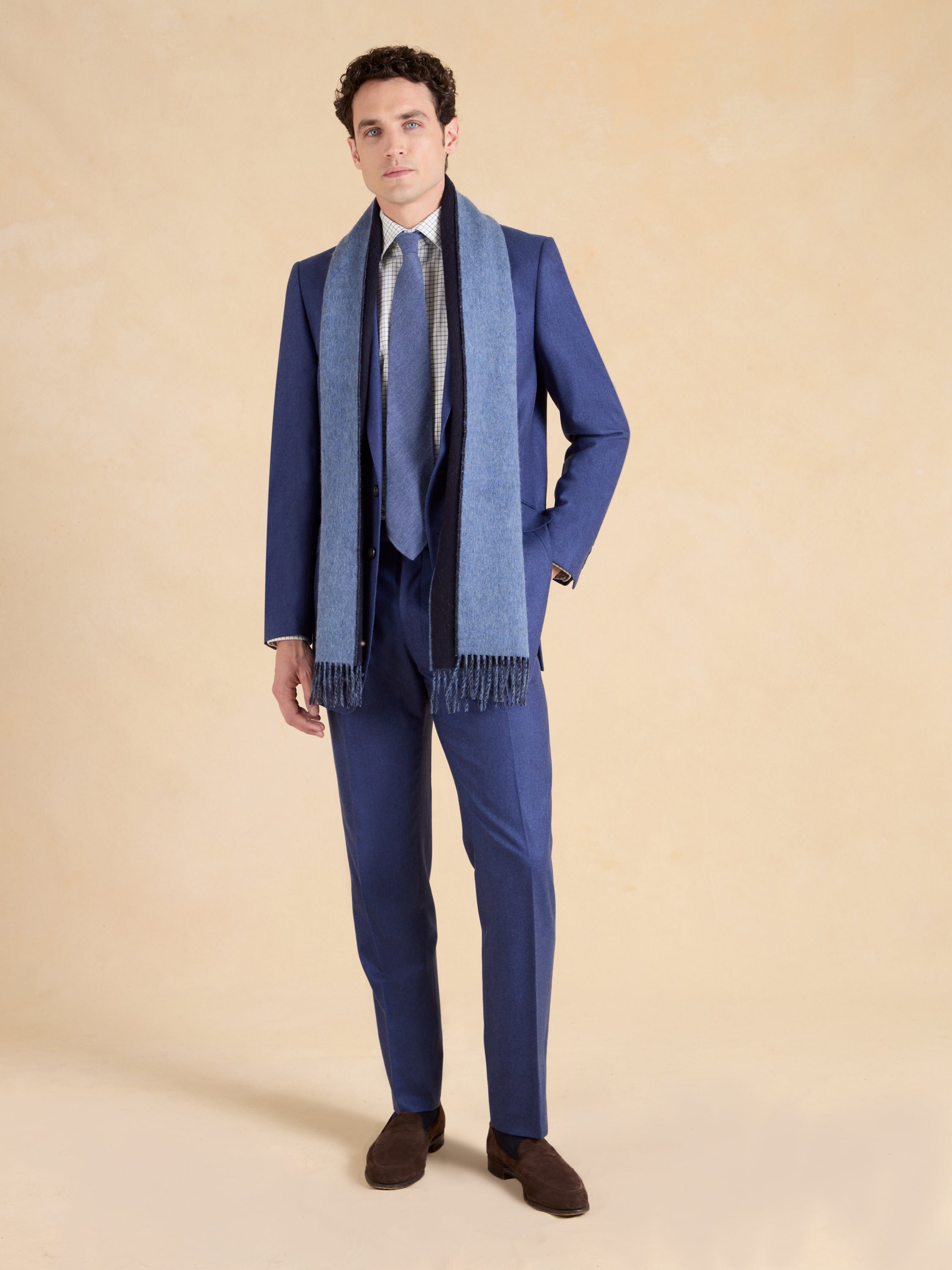 Eaton Jacket - Mid Blue Italian Flannel Wool
