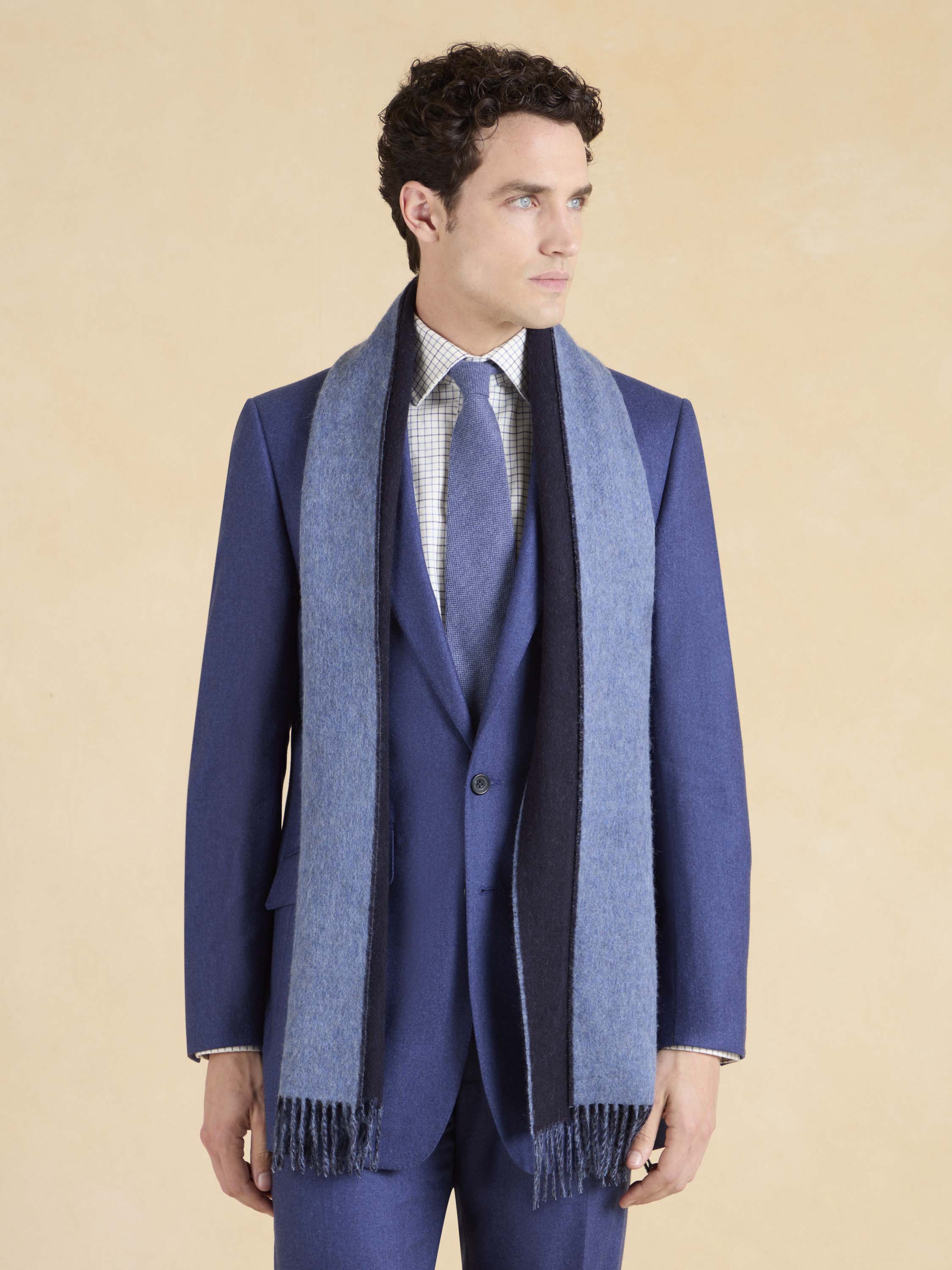 Eaton Jacket - Mid Blue Italian Flannel Wool