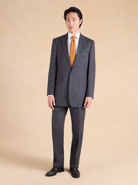 Eaton Classic Fit Suit - Grey Herringbone Wool | Men's Business