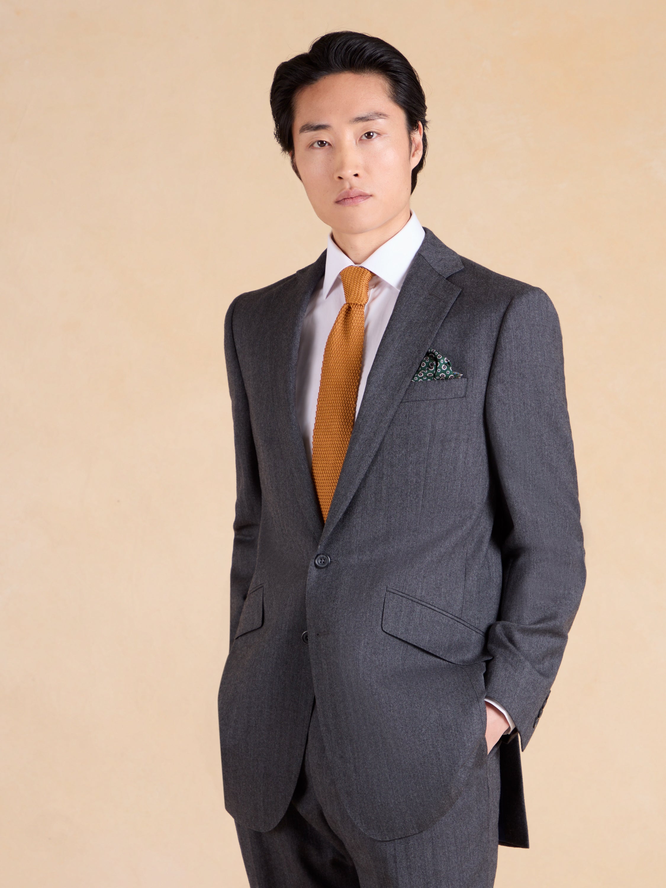 Eaton Classic Fit Suit - Grey Herringbone Wool