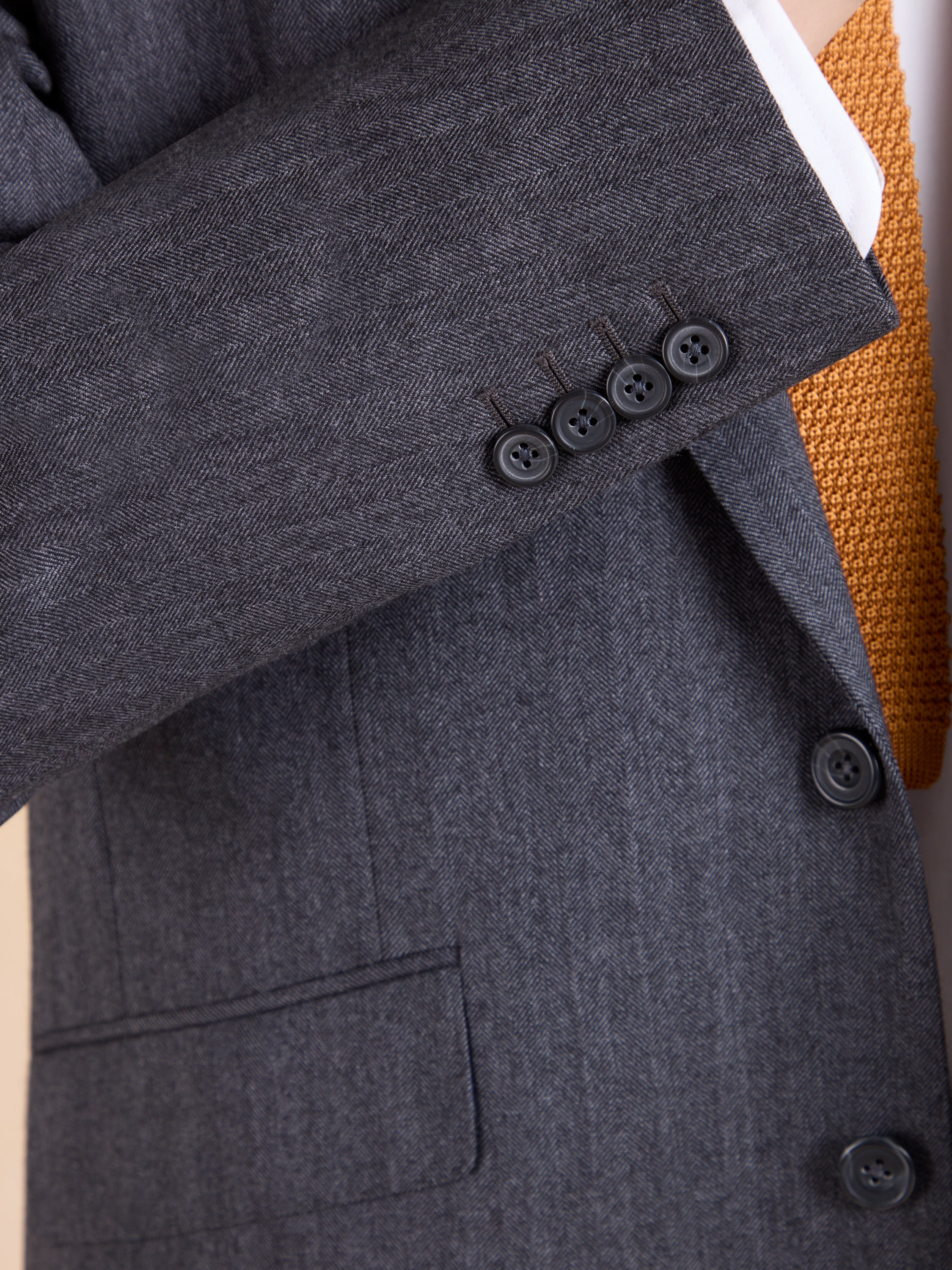 Eaton Classic Fit Suit - Grey Herringbone Wool