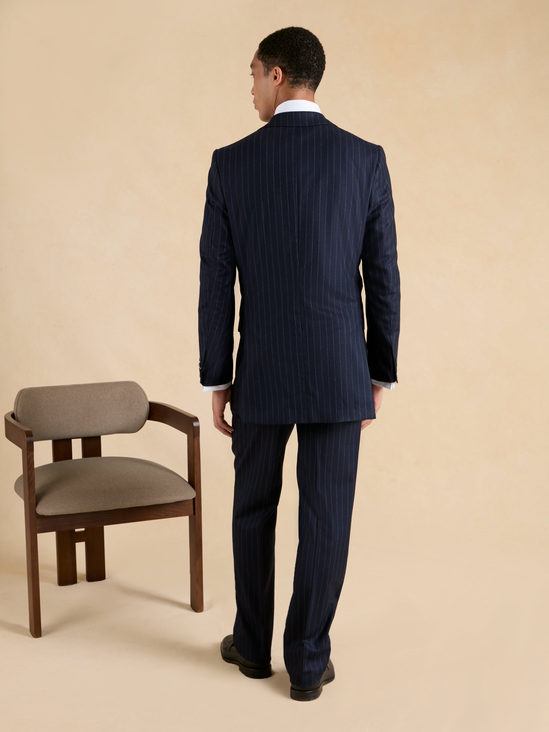 Eaton Jacket – Navy Chalk Stripe Wool