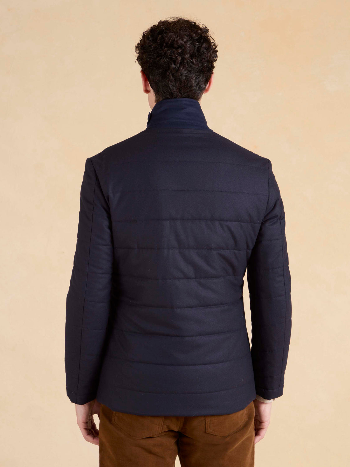 Lennox Quilted Jacket  - Navy Italian Wool