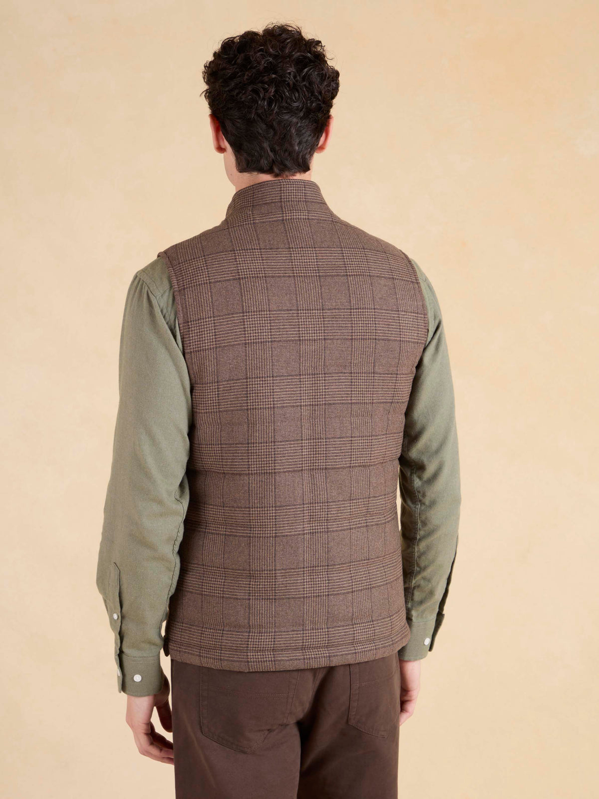 Markham Gilet - Brown Checked Cashmere Blend