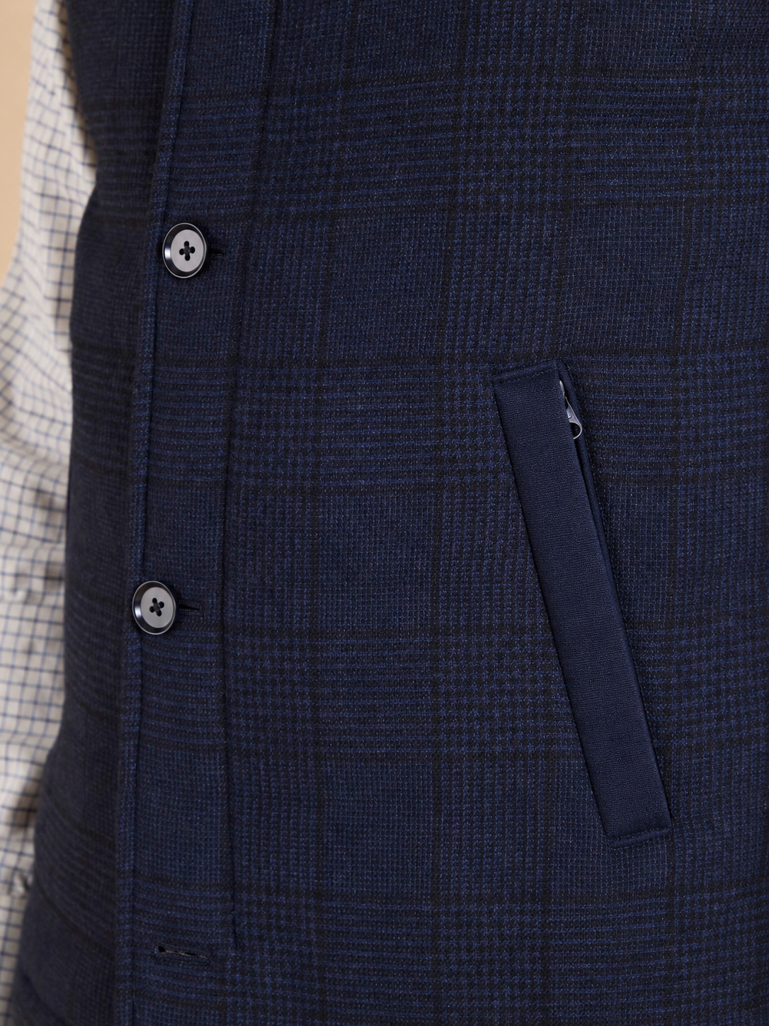 Markham Gilet - Navy Checked Cashmere Blend
