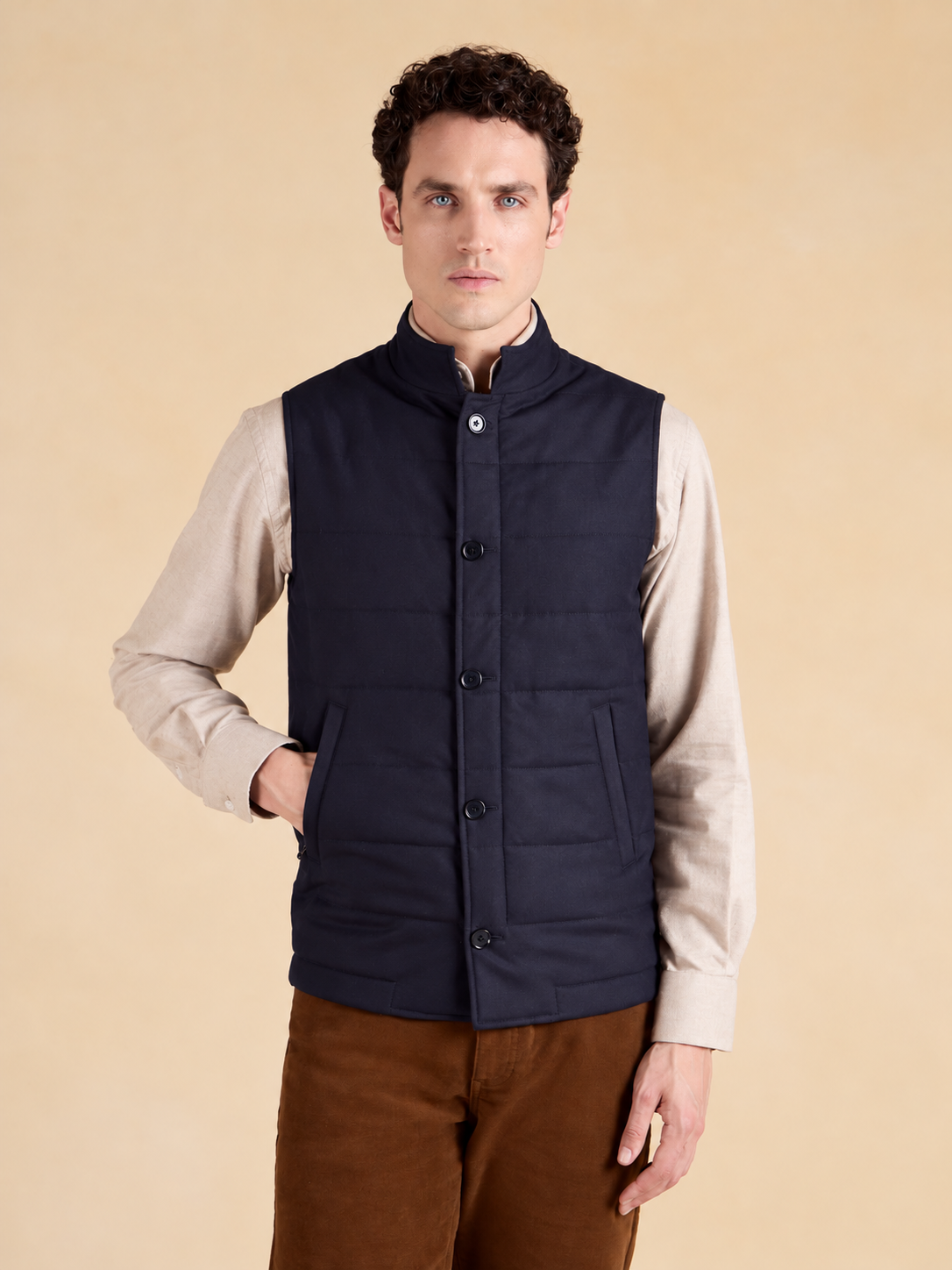 Markham Gilet - Navy Italian Wool