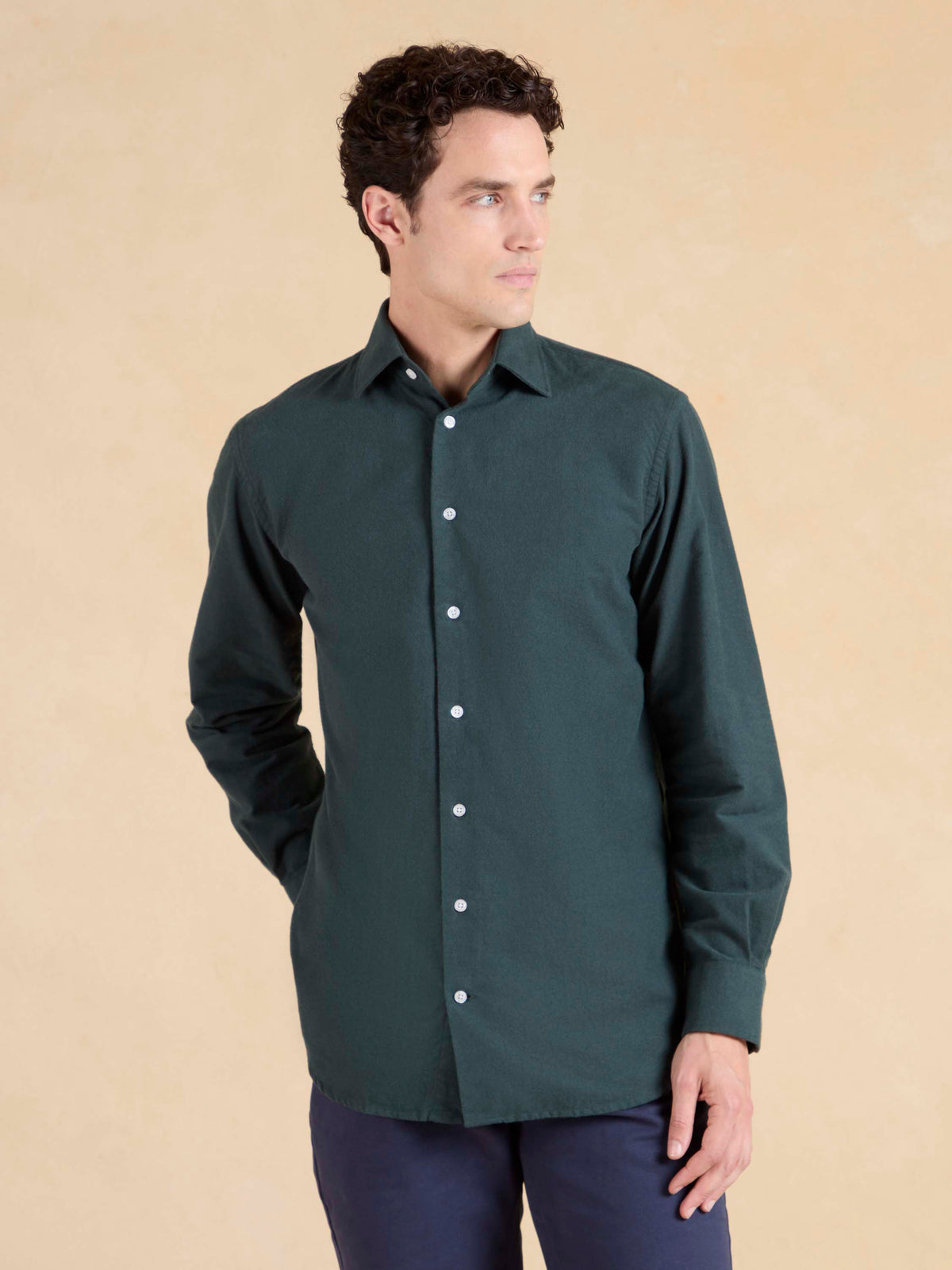 Sloane Shirt - Racing Green Ultra Soft Brushed Cotton