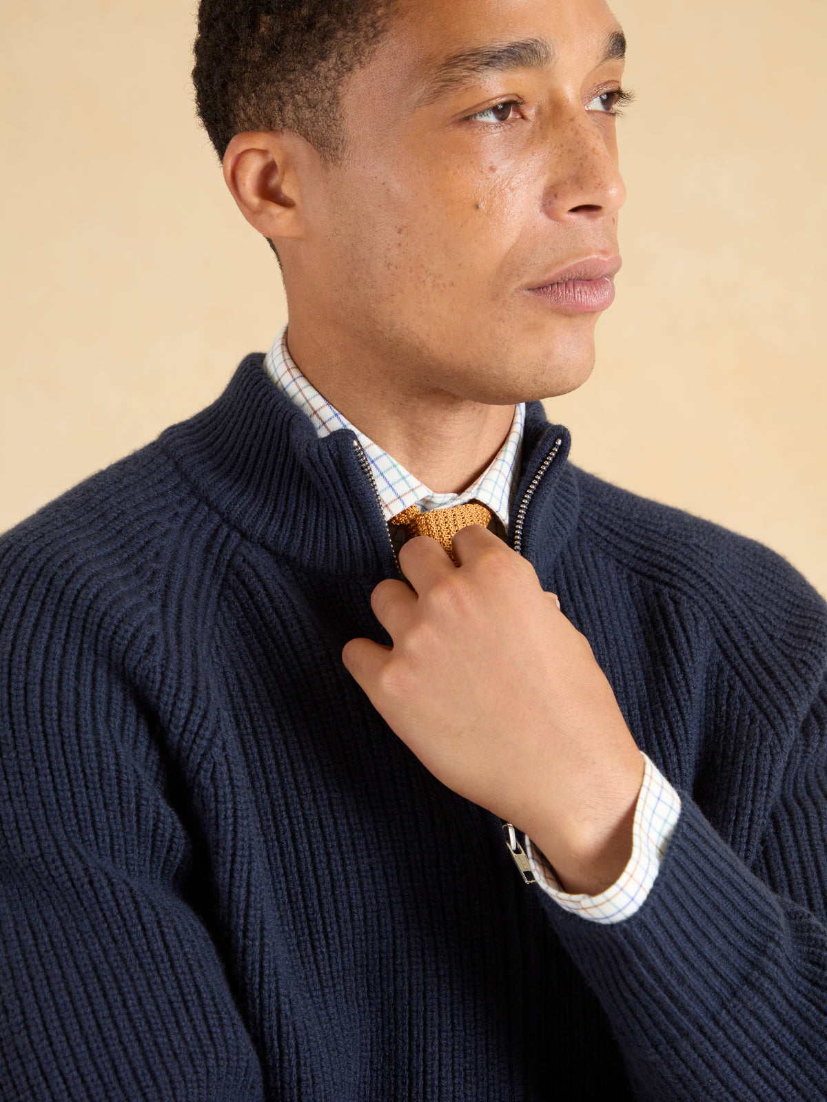 Full Zip Cardigan Lambswool - Navy