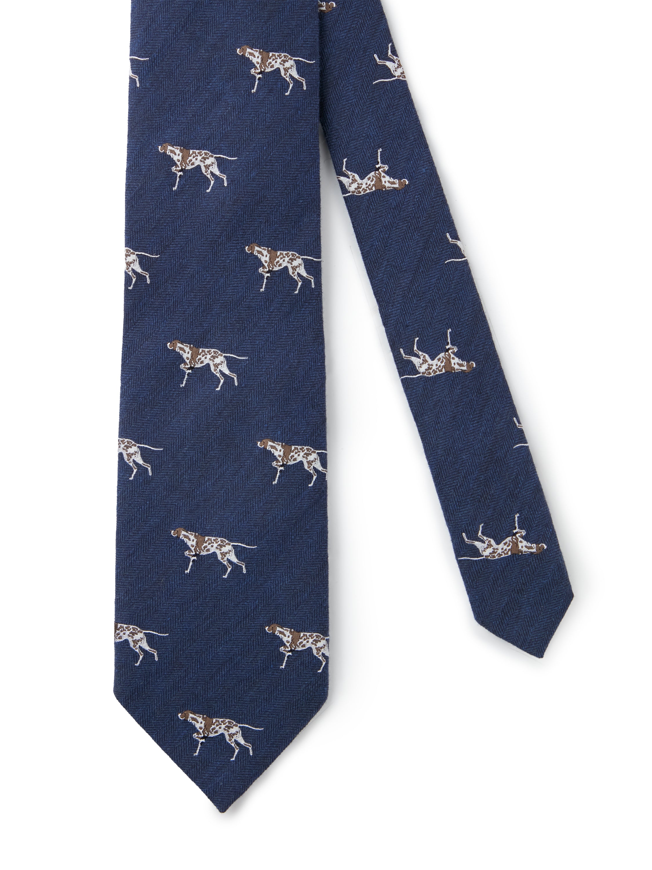 English Silk Woven Dog Tie - Navy