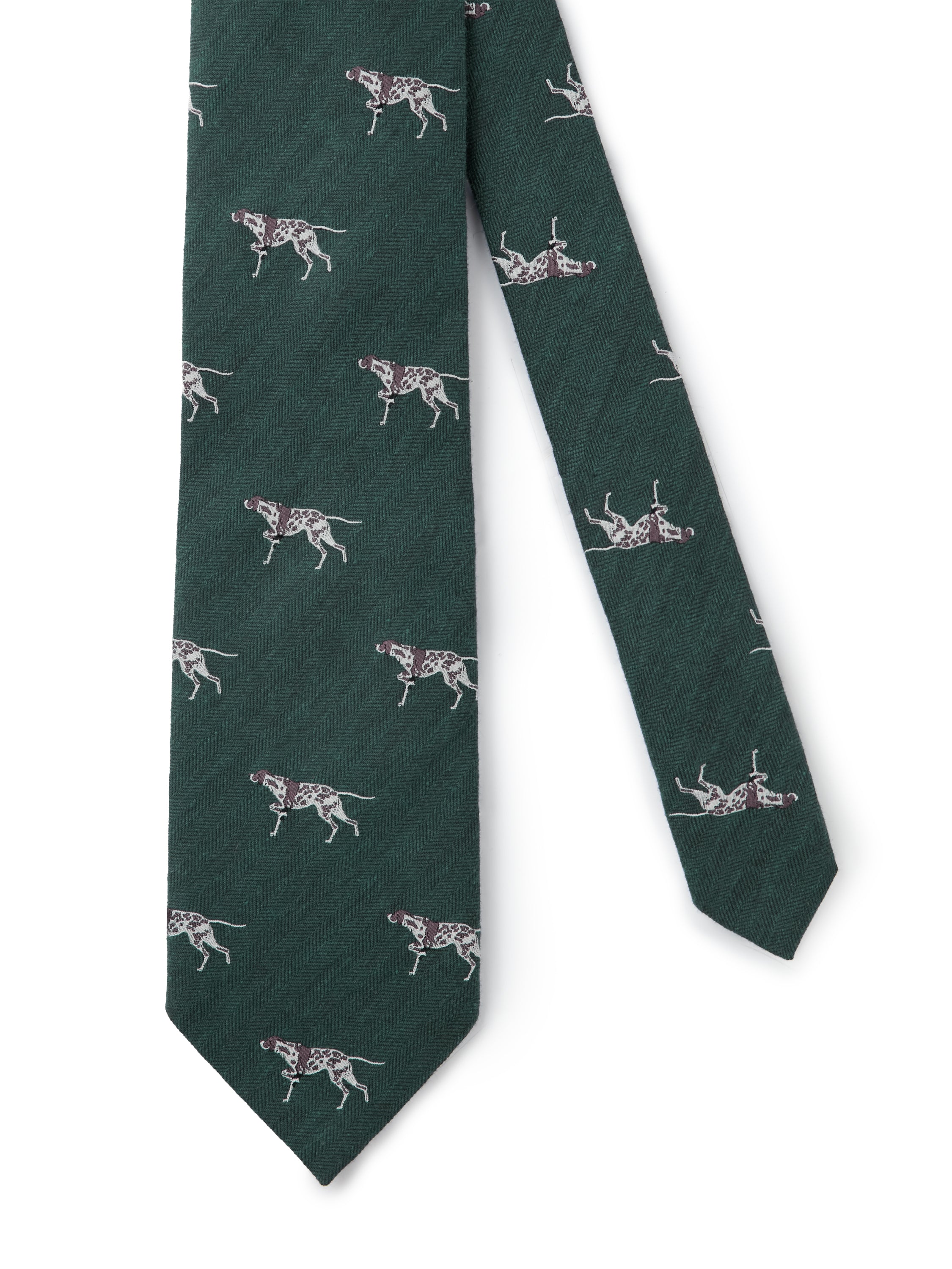 English Silk Woven Dog Tie - Dark Green