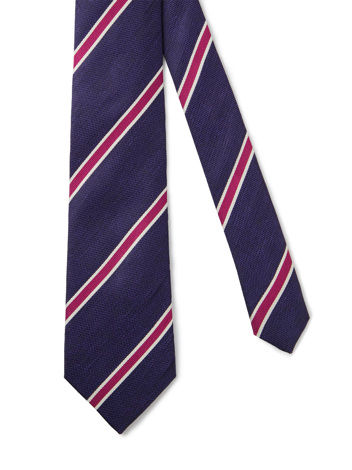 Pure Silk Striped Tie - Navy