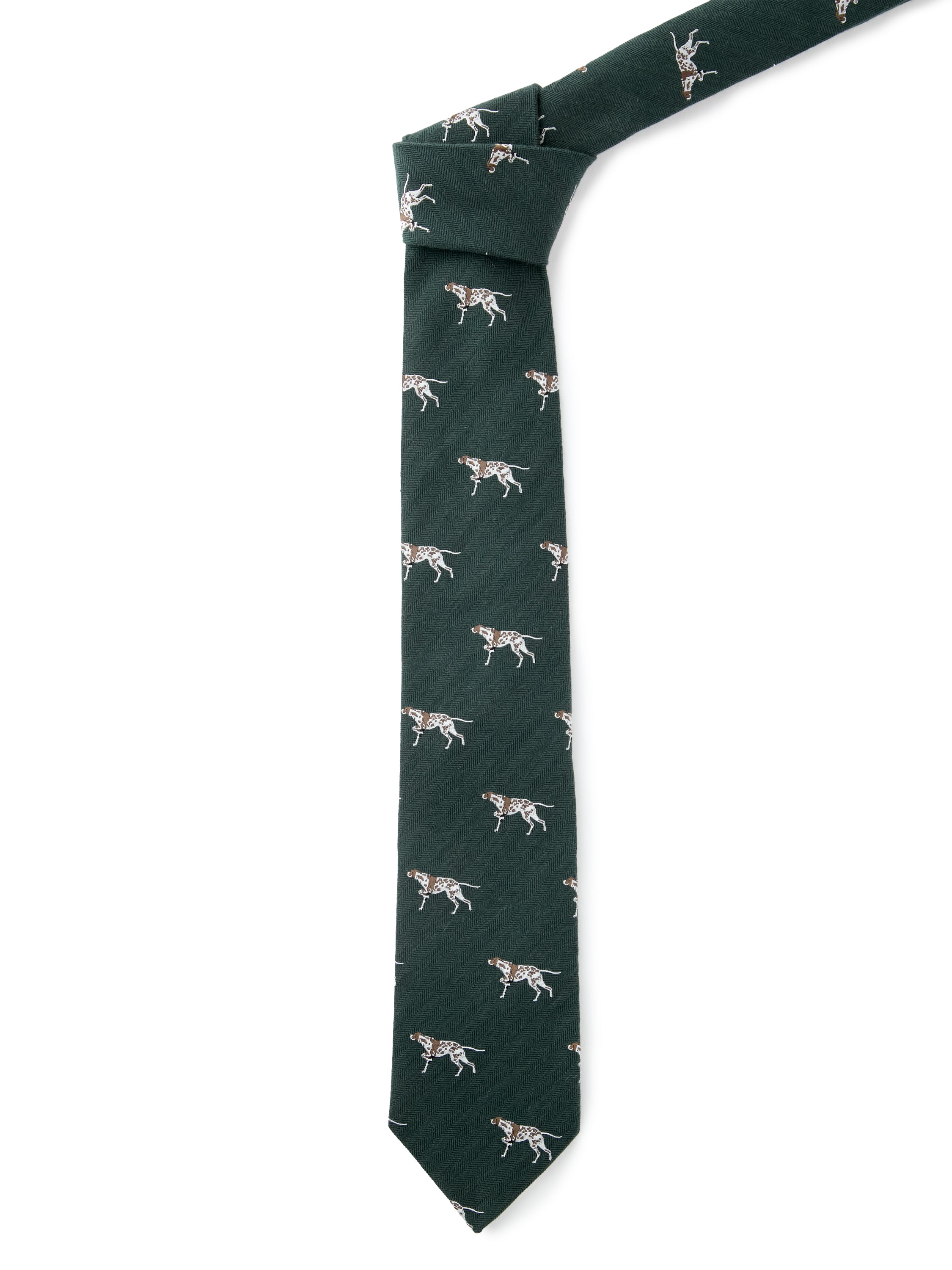 English Silk Woven Dog Tie - Dark Green