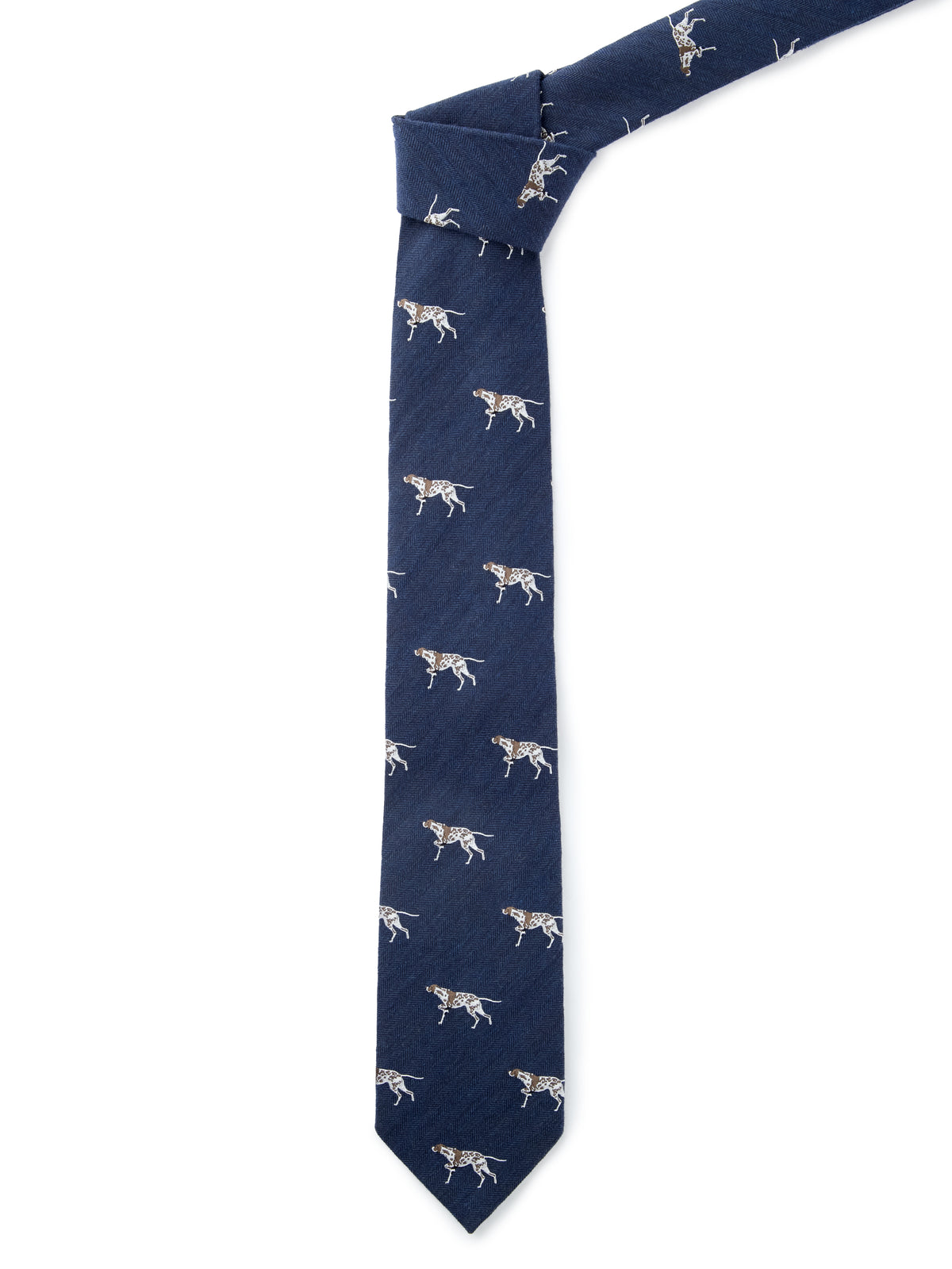 English Silk Woven Dog Tie - Navy