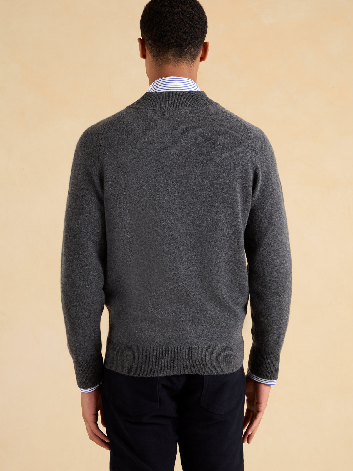 Ashbourne Quarter Zip Jumper – Charcoal  Lambswool