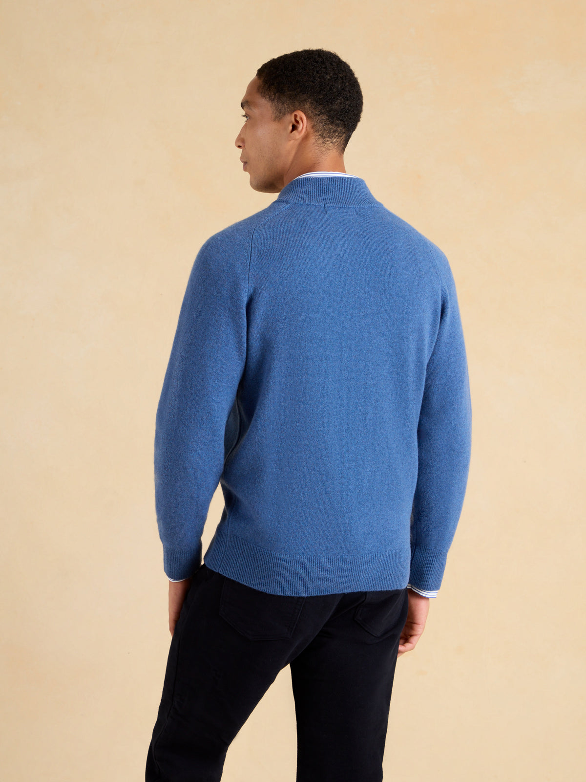 Ashbourne Quarter Zip Jumper – Denim Blue Lambswool