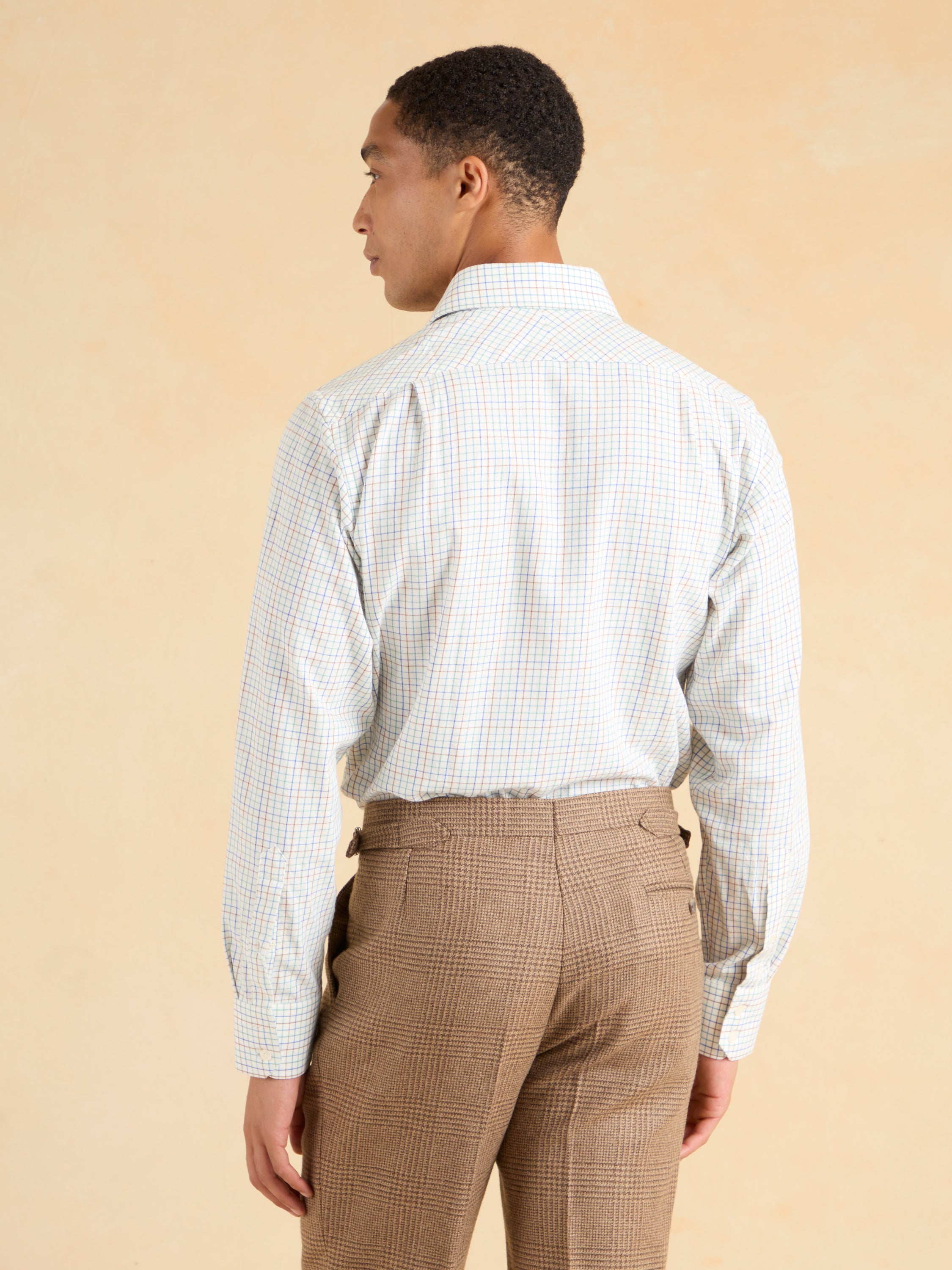 City Tattersall Shirt - Blue Mix Brushed Cotton