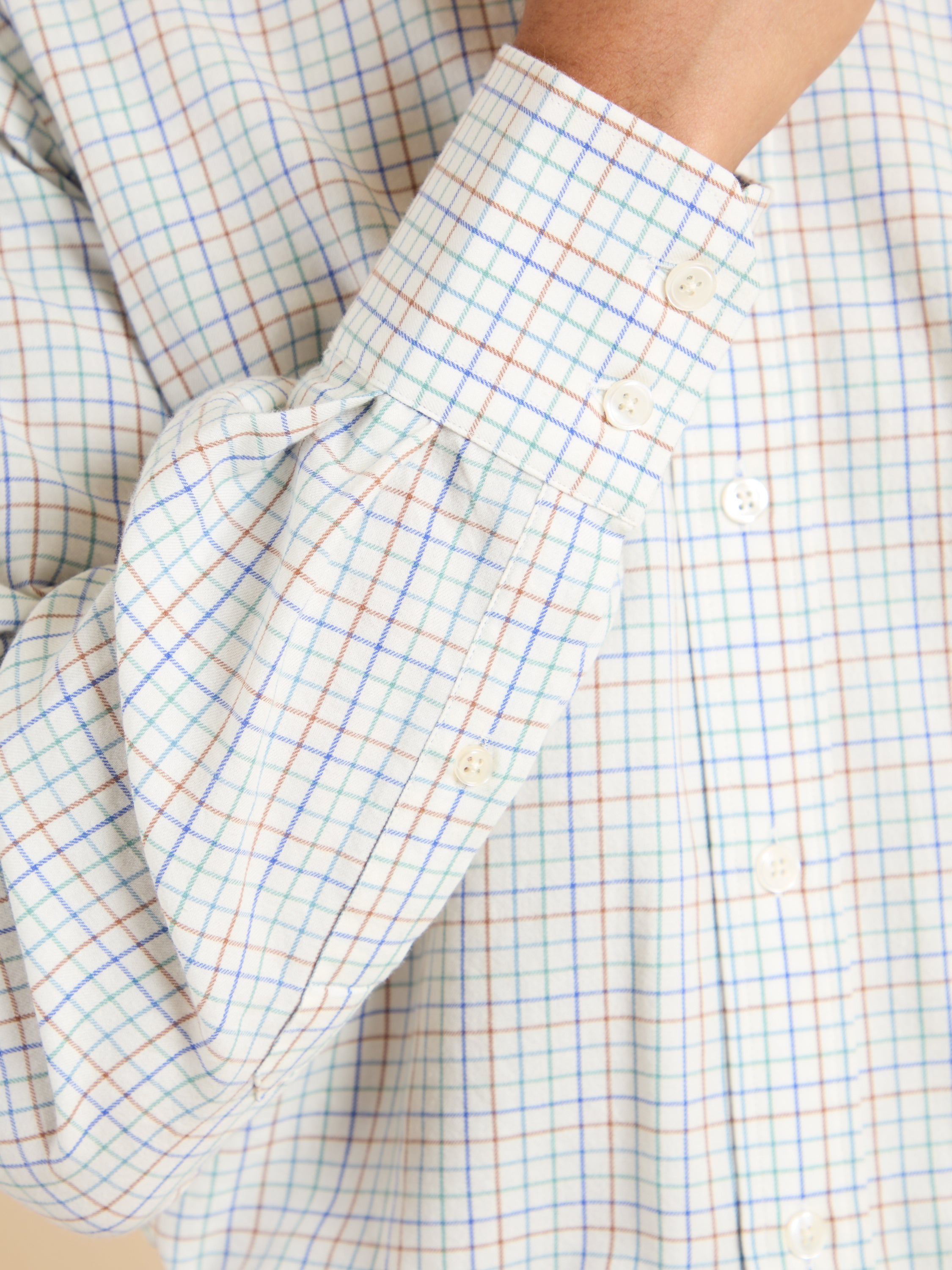 City Tattersall Shirt - Blue Mix Brushed Cotton