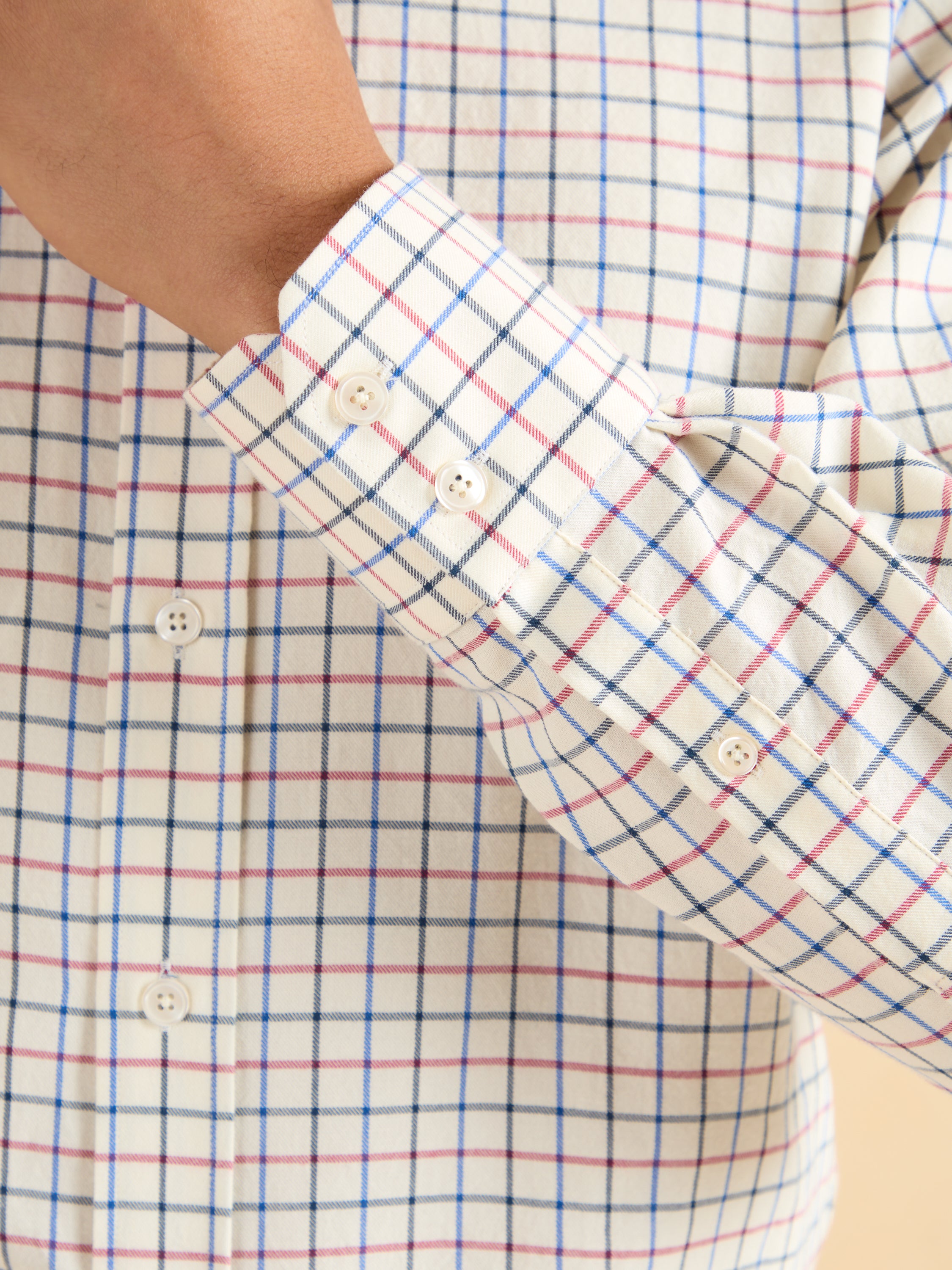 City Tattersall Shirt - Red and Navy Brushed Cotton