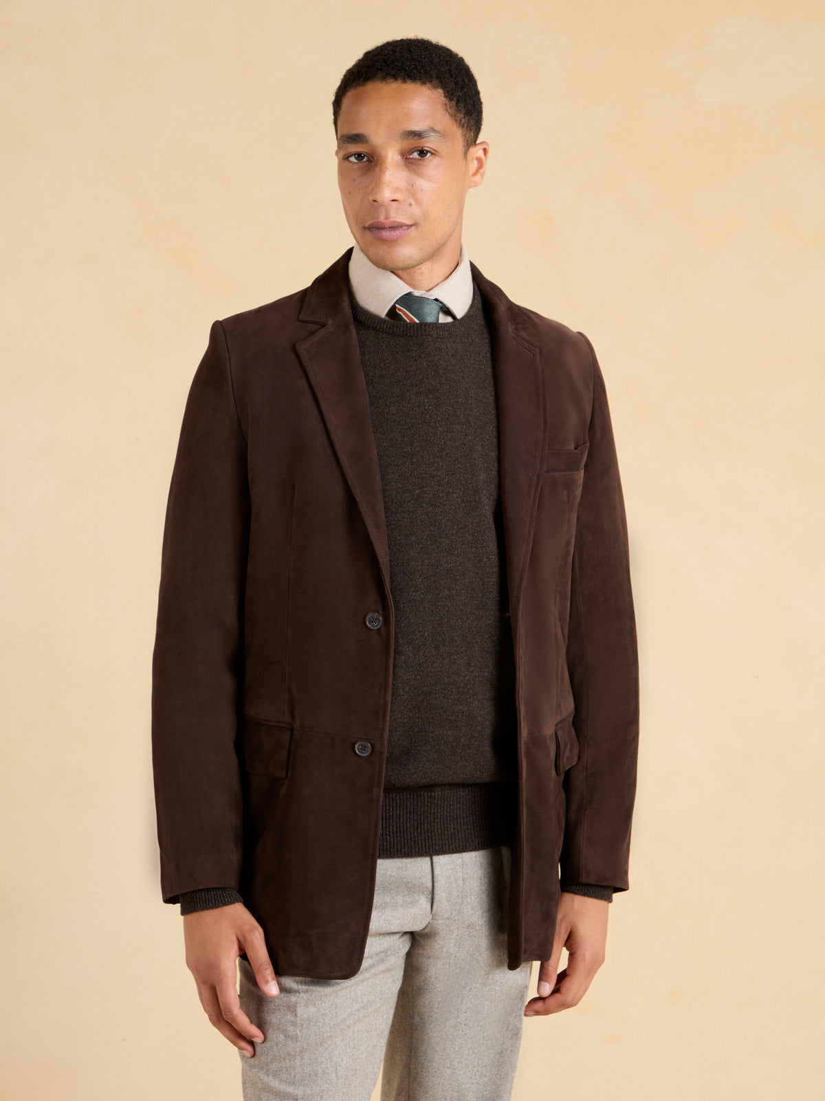 Fitzroy Jacket - Brown Suede Leather