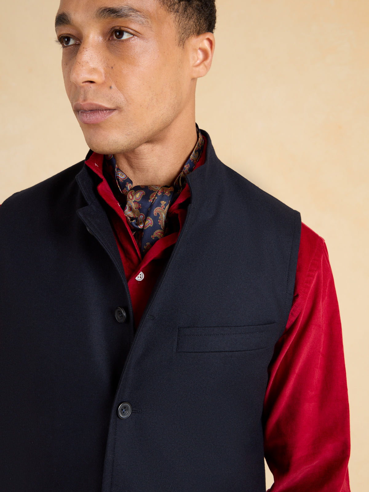 Markham Quilted Gilet - Navy Italian Wool