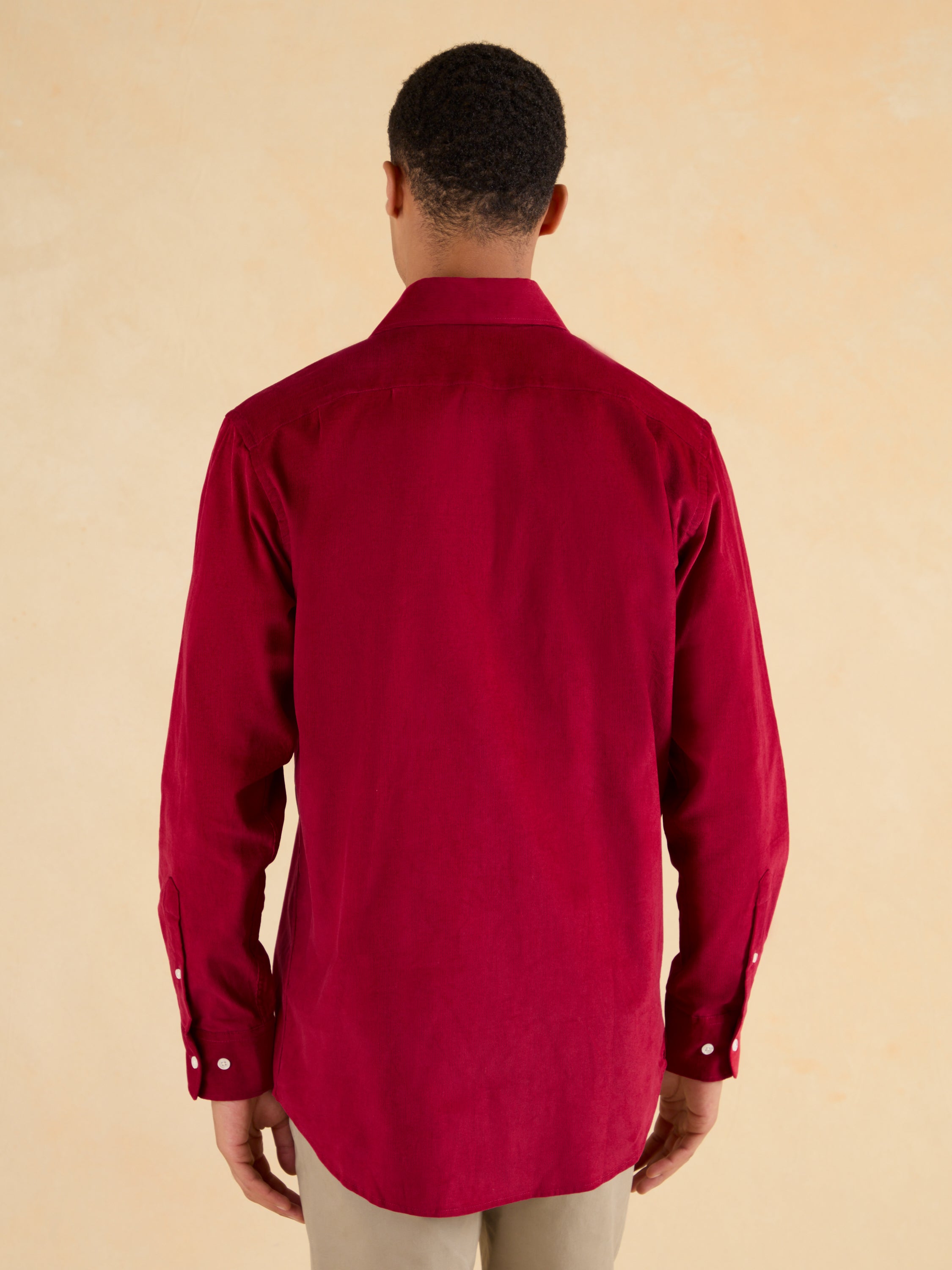 Sloane Fine Needlecord Shirt - Red Cotton