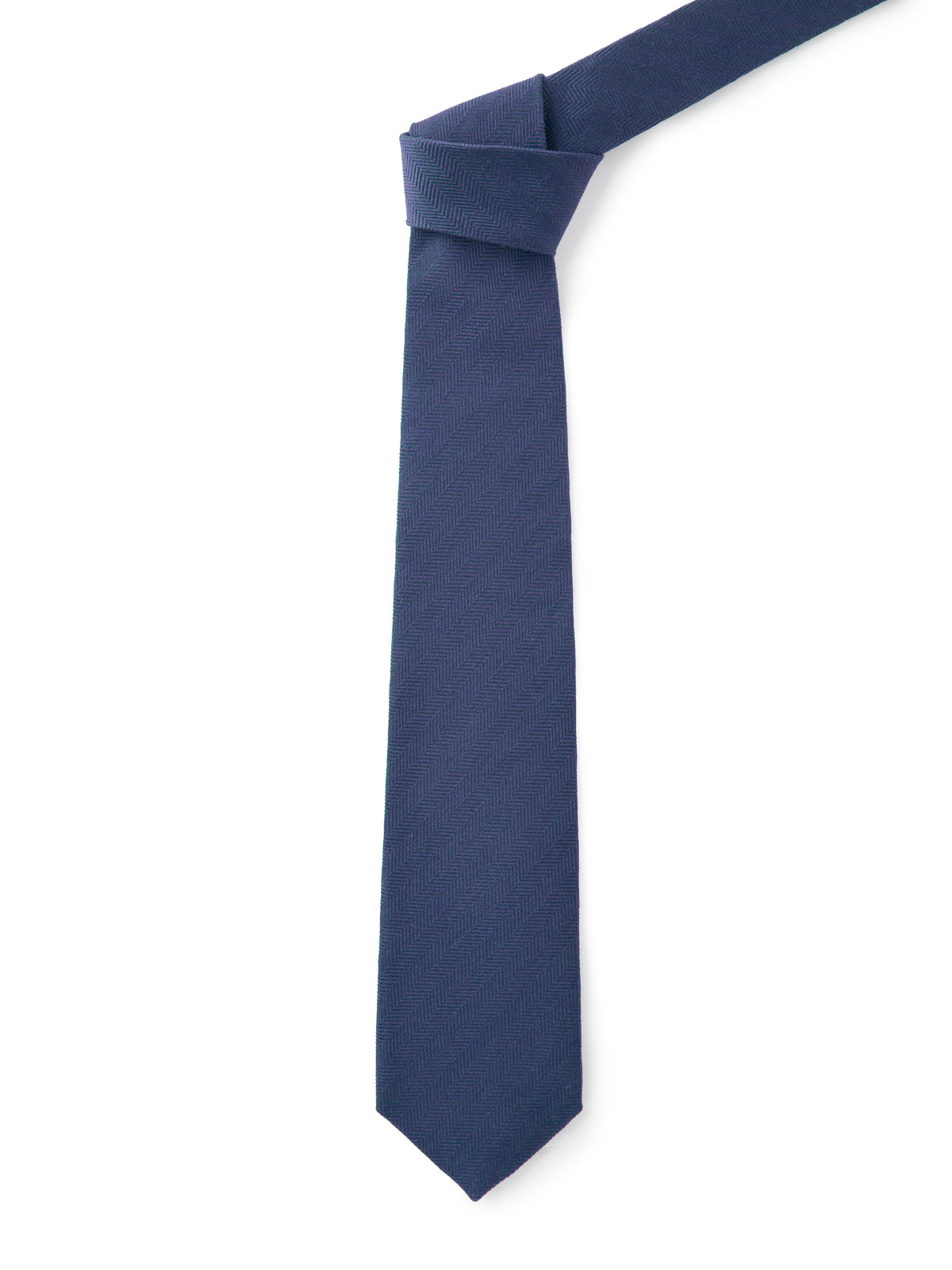 Wool & Silk Herringbone Tie - Blue