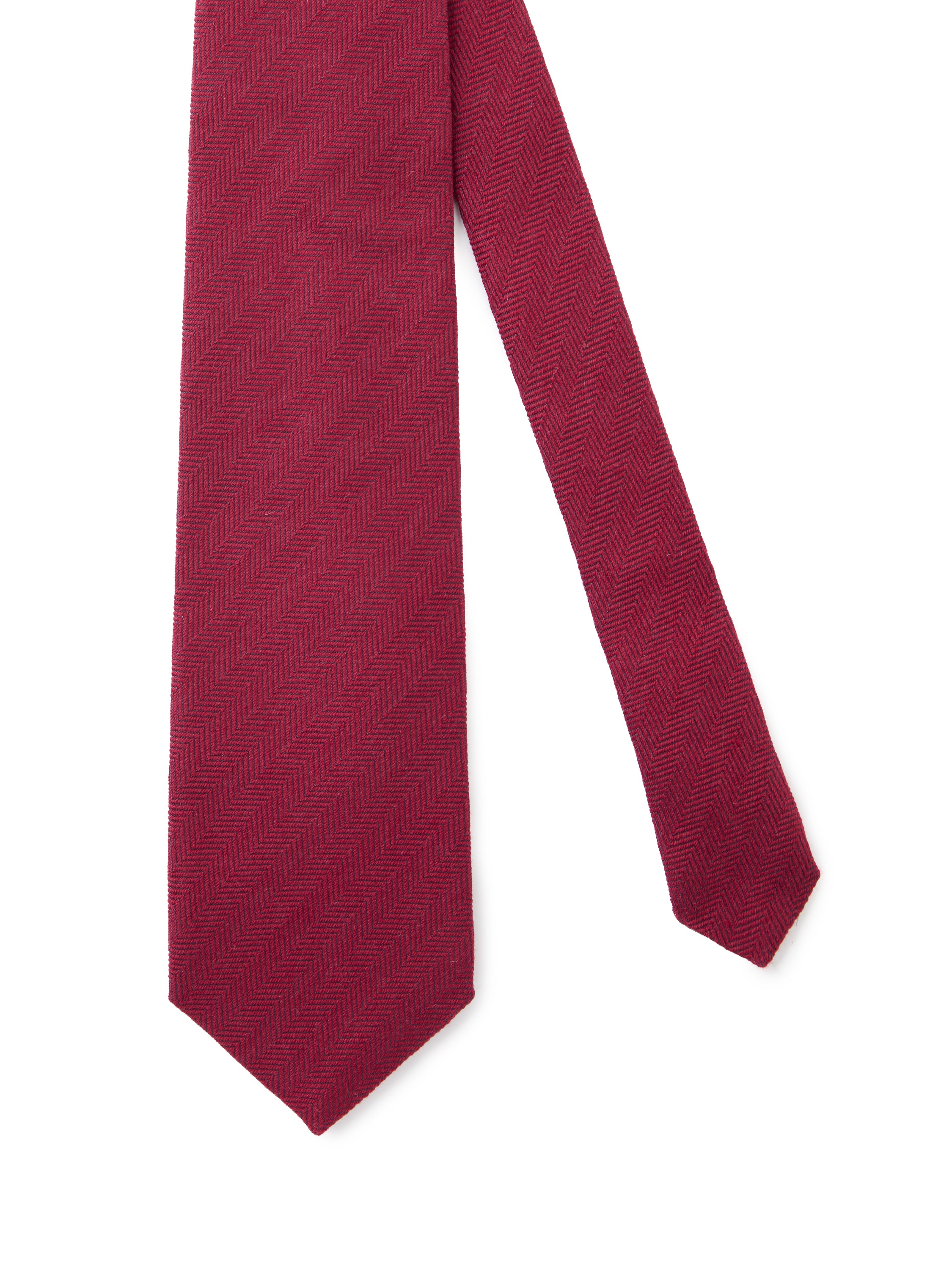 Wool & Silk Herringbone Tie - Wine