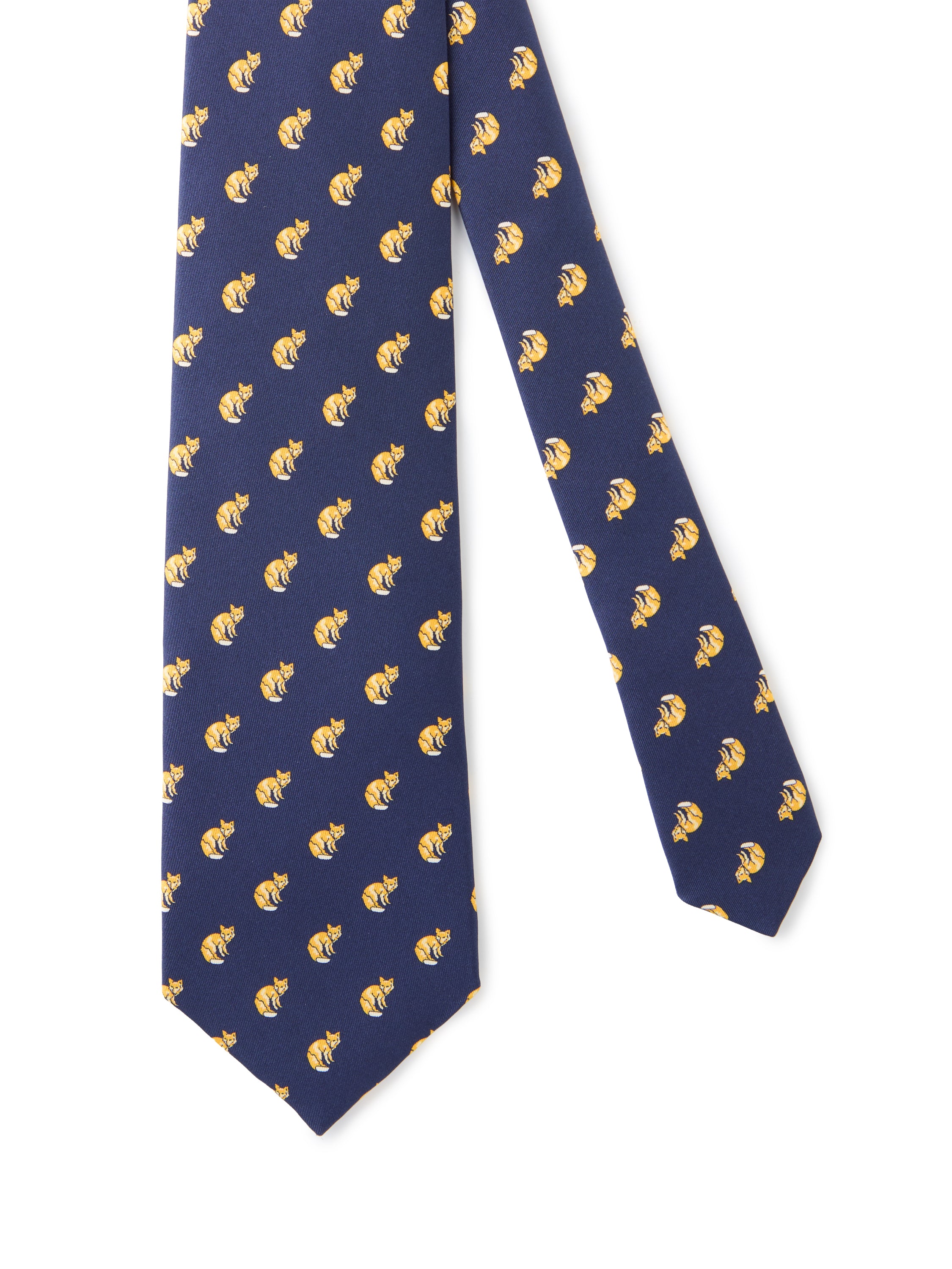 Pure Silk Fox Tie - Navy