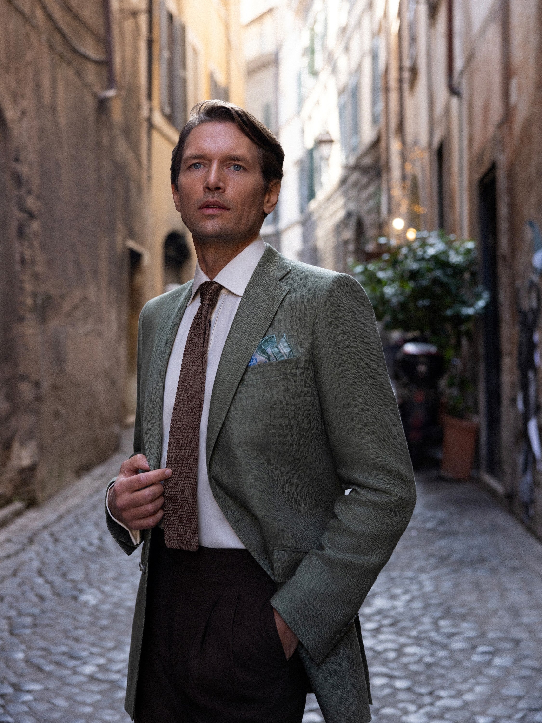 Pure Silk Knitted Tie - Brown