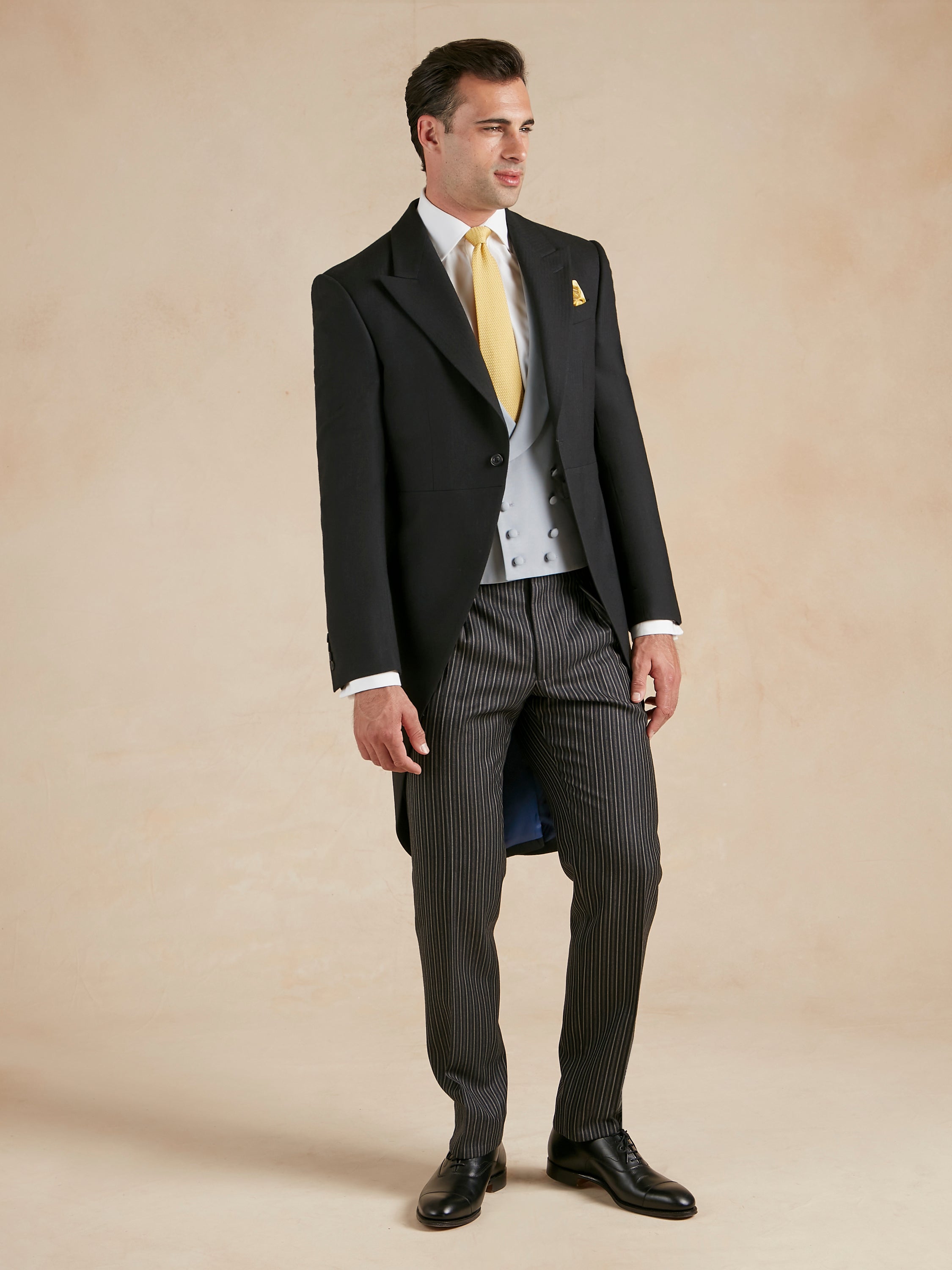 Morning Coat Hire for Royal Ascot - Black Herringbone Wool