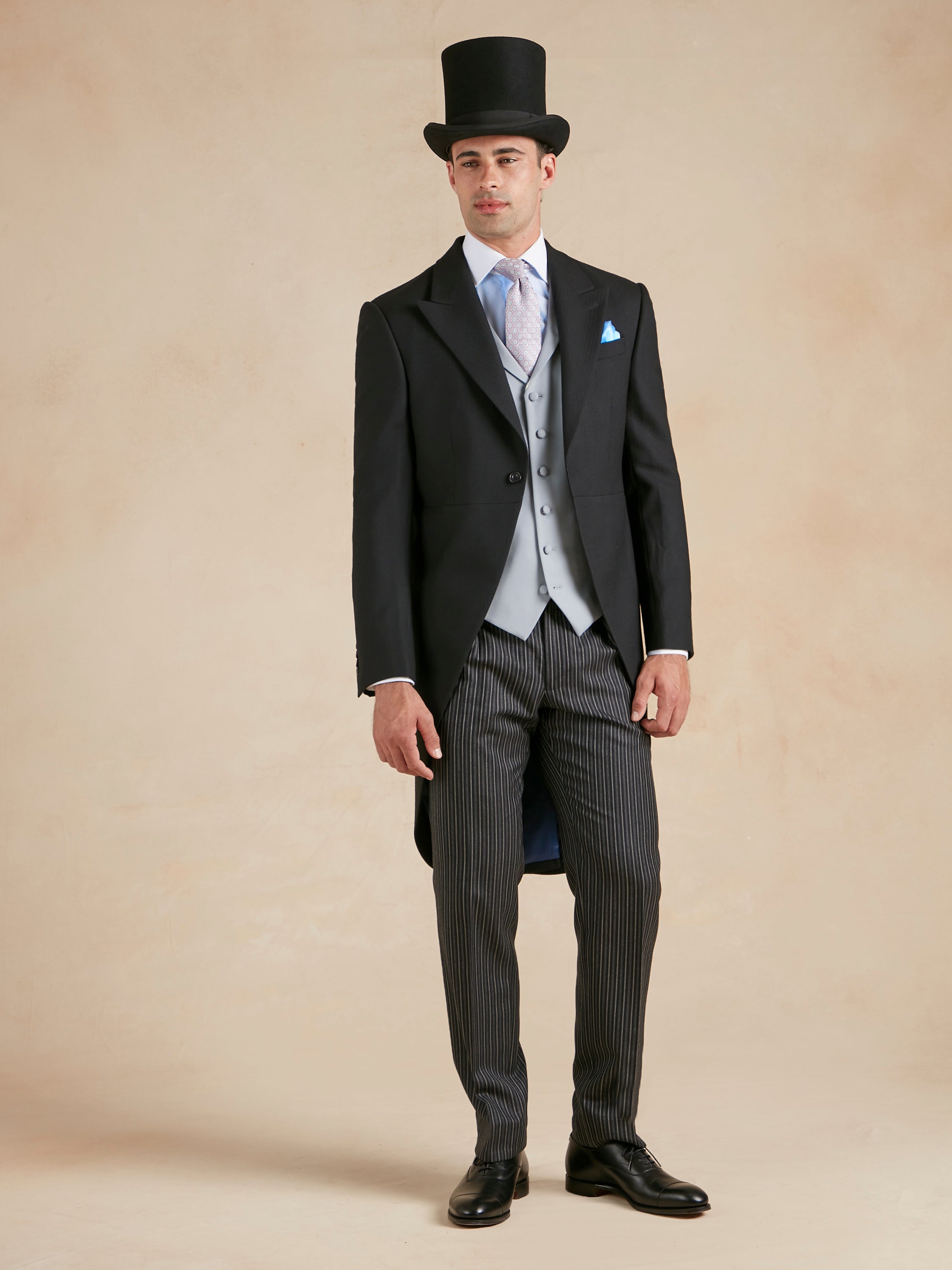 Morning Suit Hire for Royal Ascot - Morning Coat, Trousers, Single Breasted Waistcoat & Top Hat