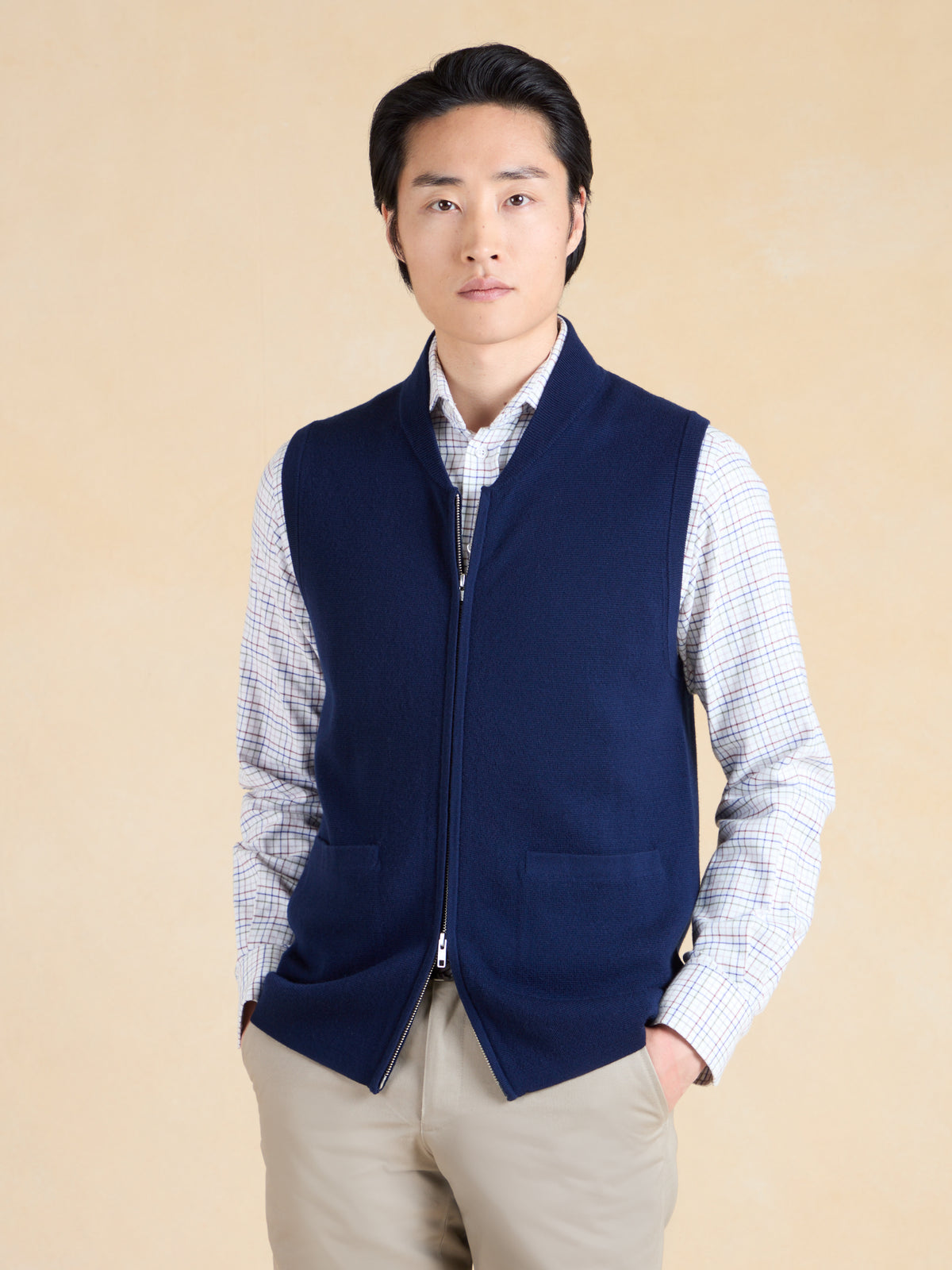 Alderton Knitted Gilet - Navy Merino Wool