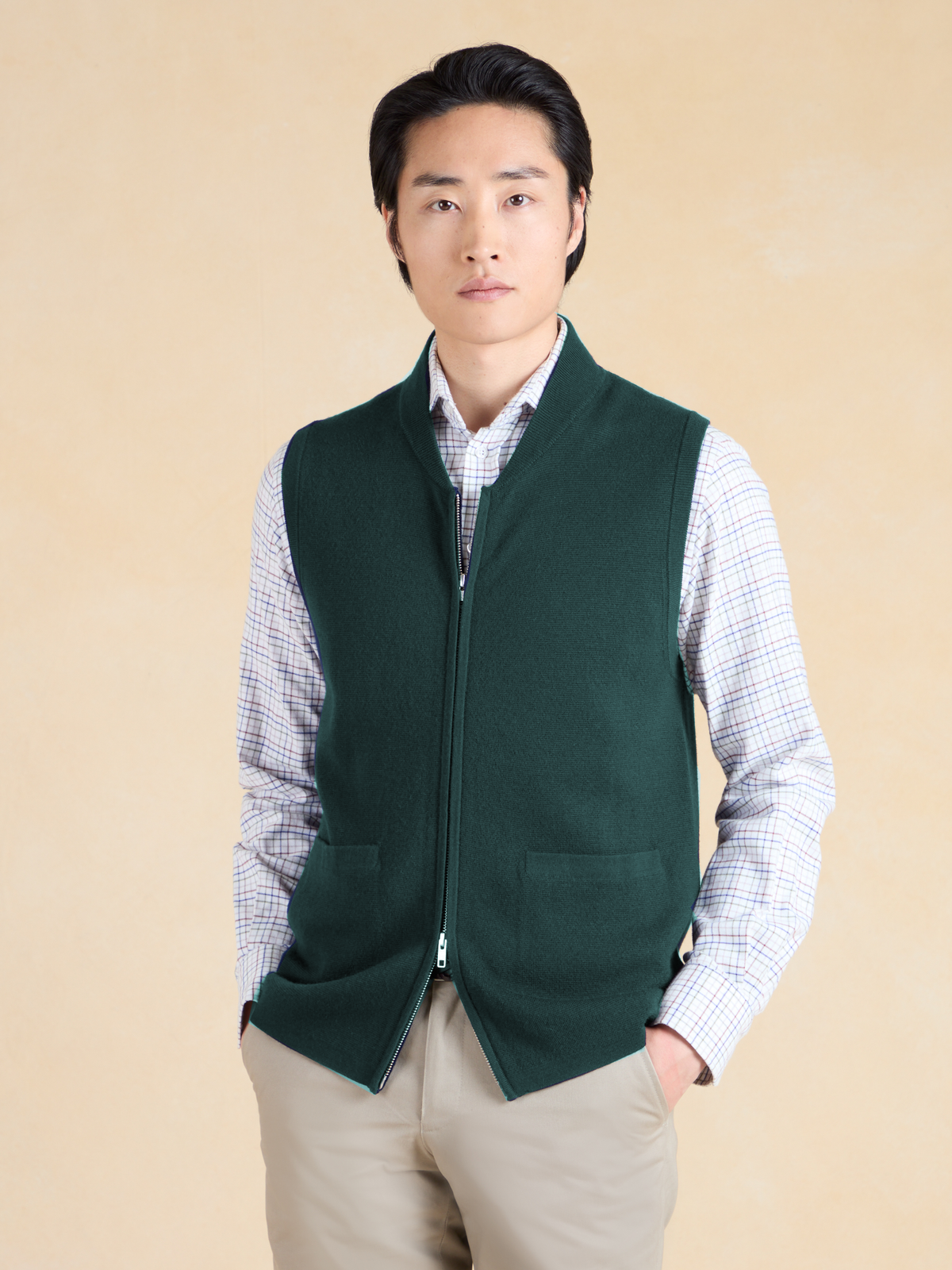 Alderton Knitted Gilet - Bottle Green Merino Wool