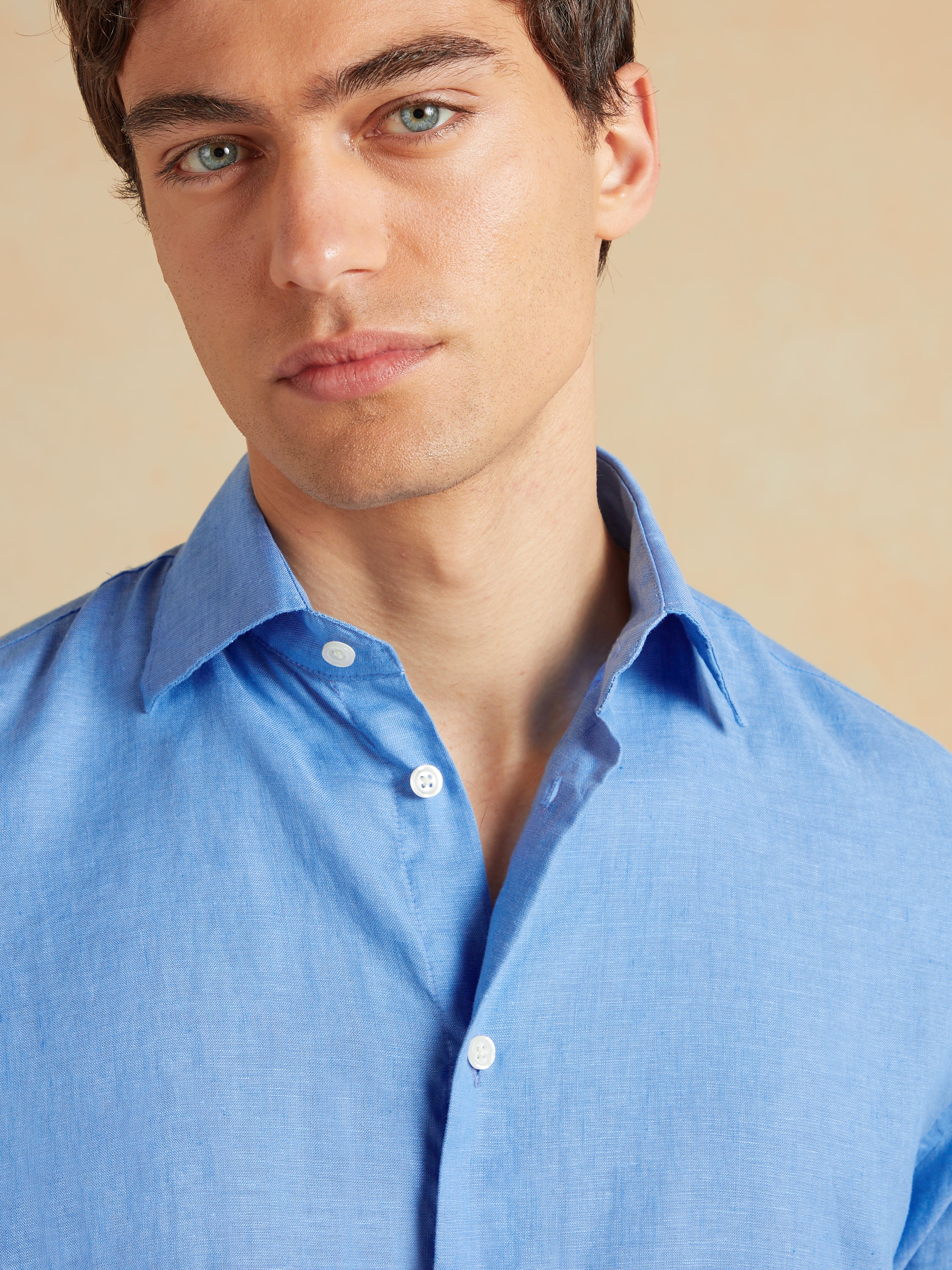Amalfi Linen Shirt - Ocean Blue