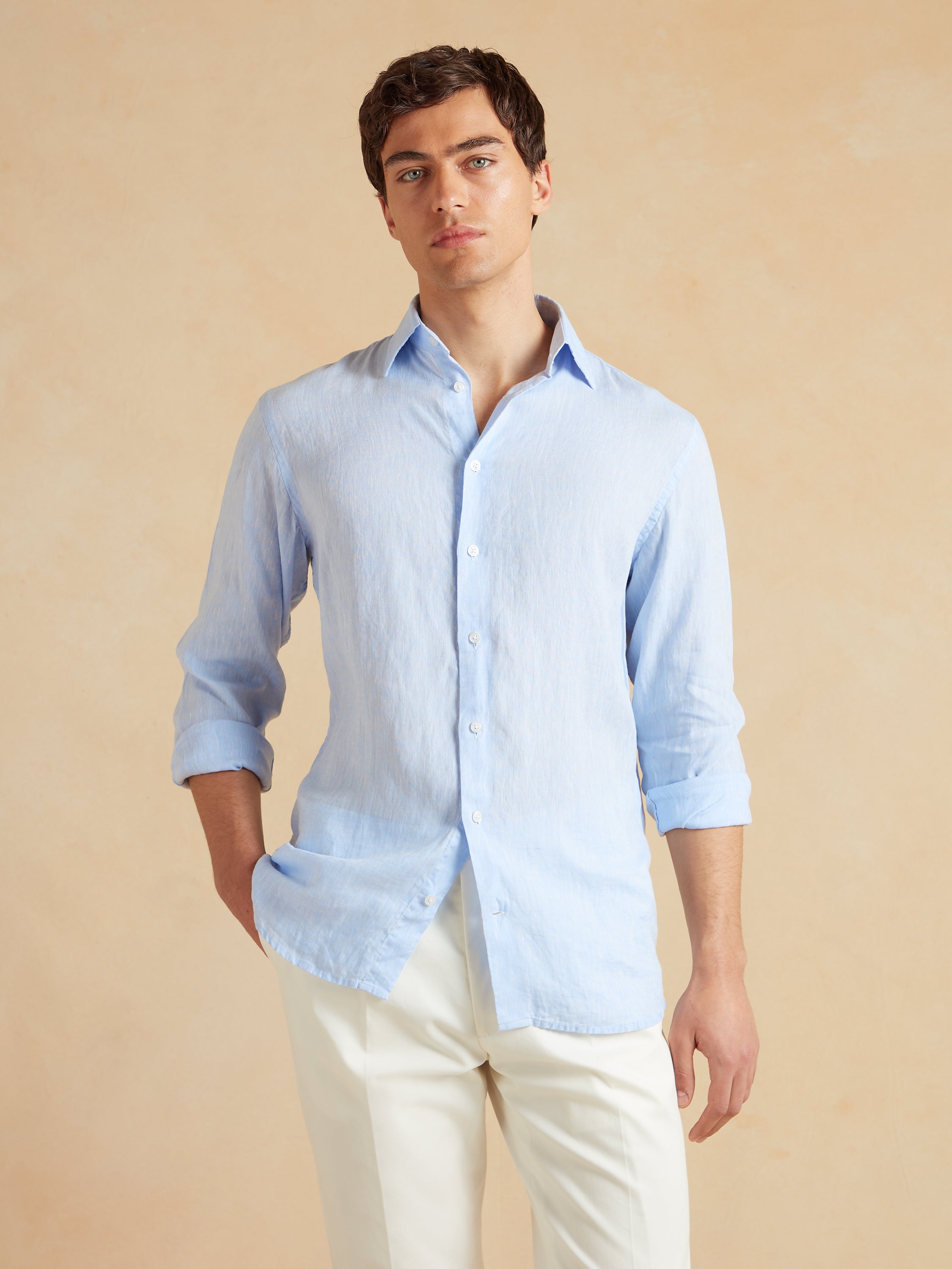 Amalfi Linen Shirt - Pale Blue