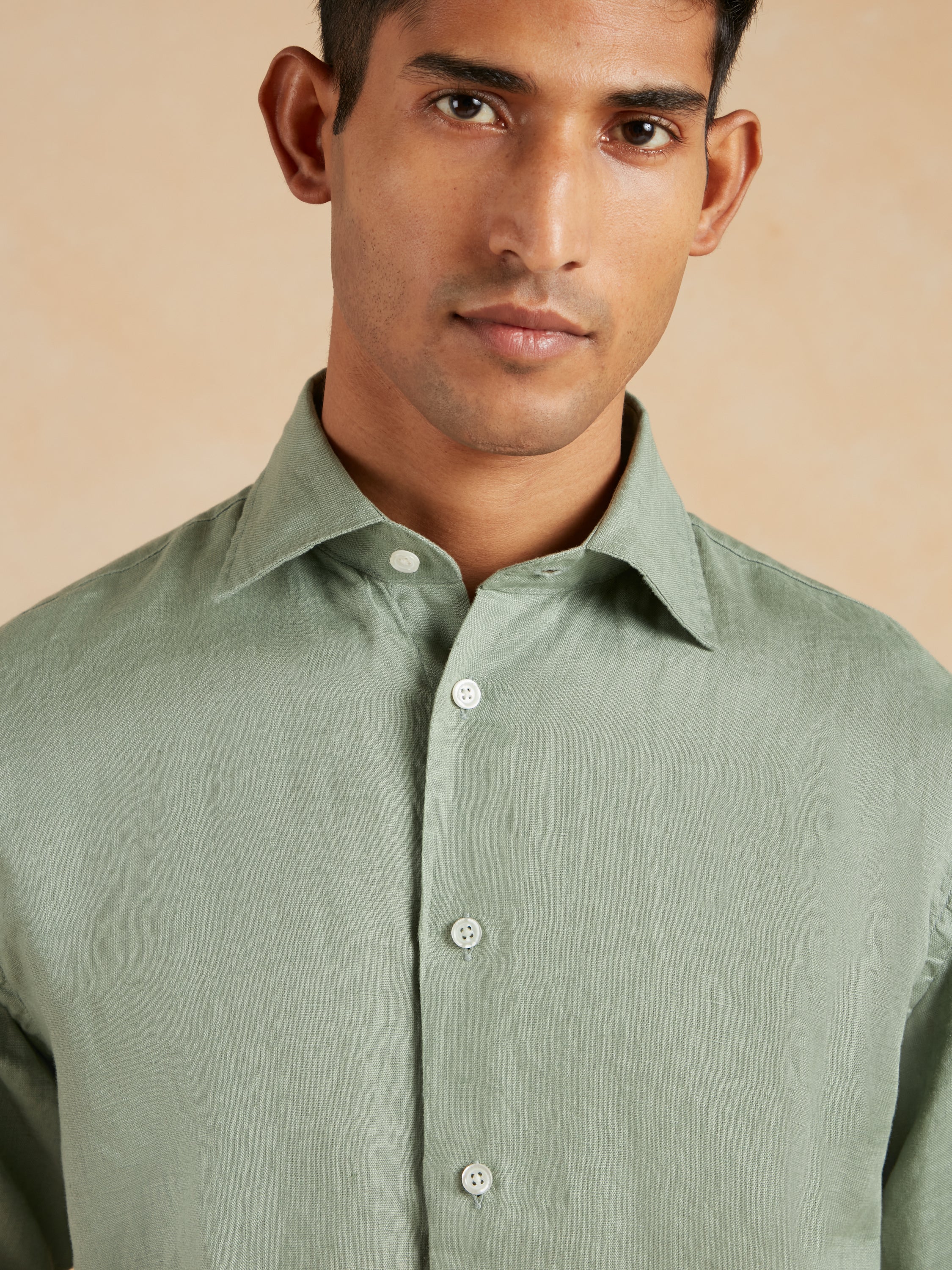 Amalfi Linen Shirt - Sage Green