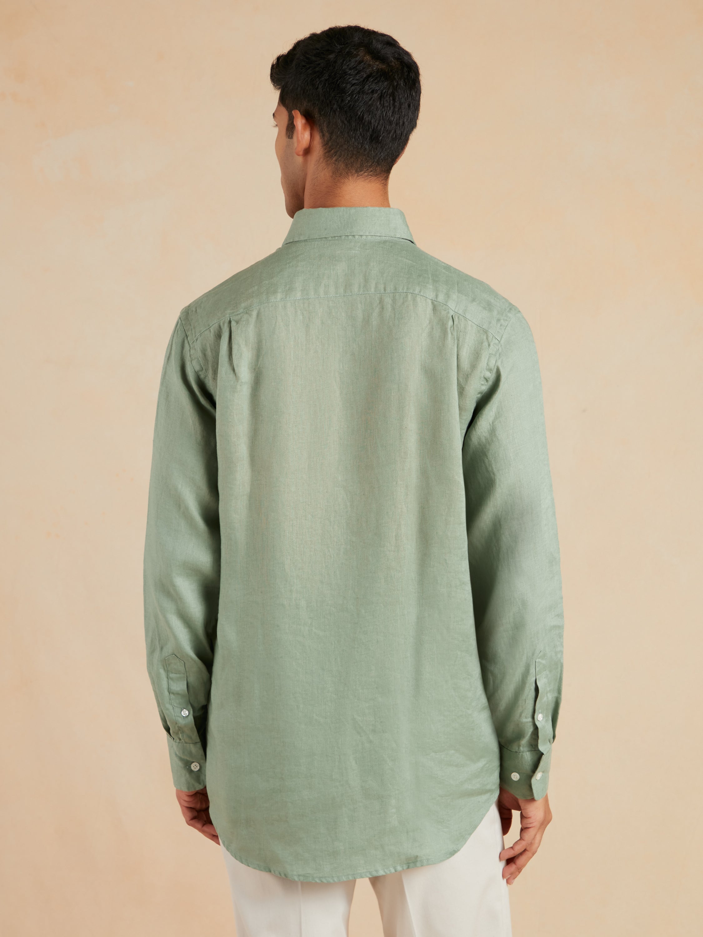 Amalfi Linen Shirt - Sage Green