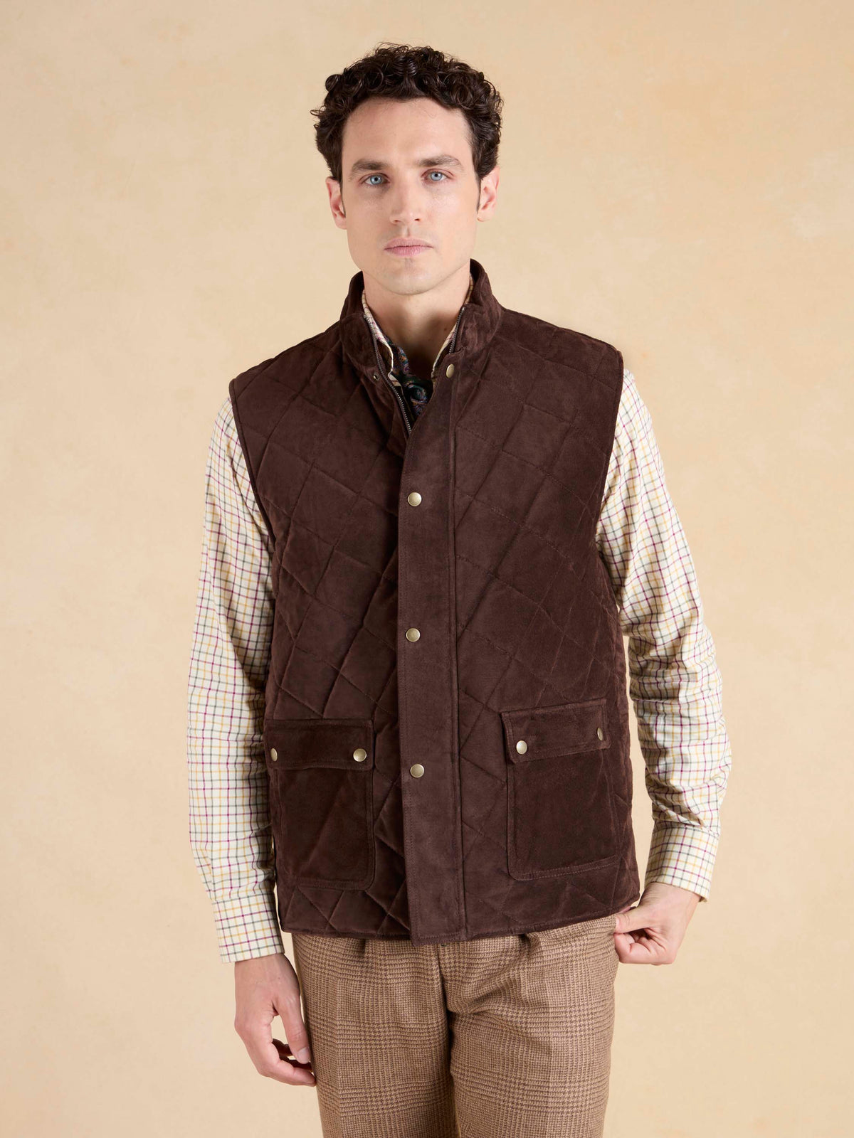 Ashbourne Gilet - Brown Suede Leather