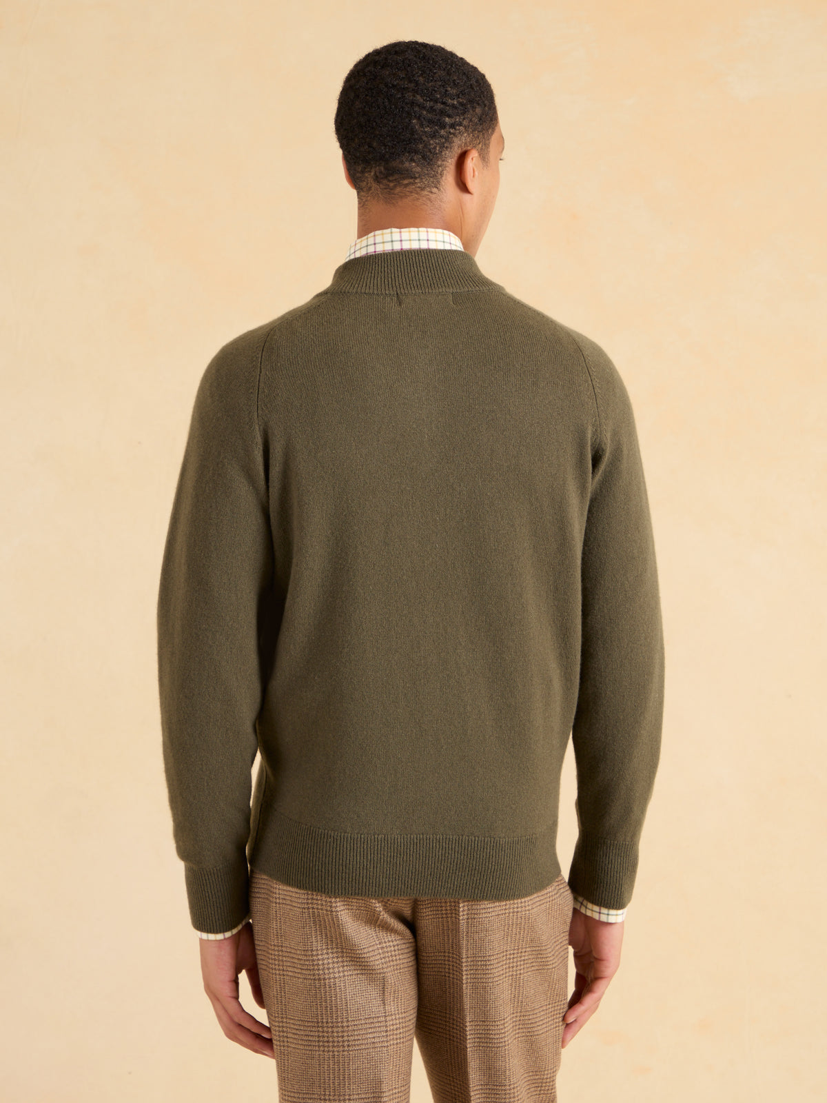 Ashbourne Quarter Zip Jumper - Dark Olive Lambswool