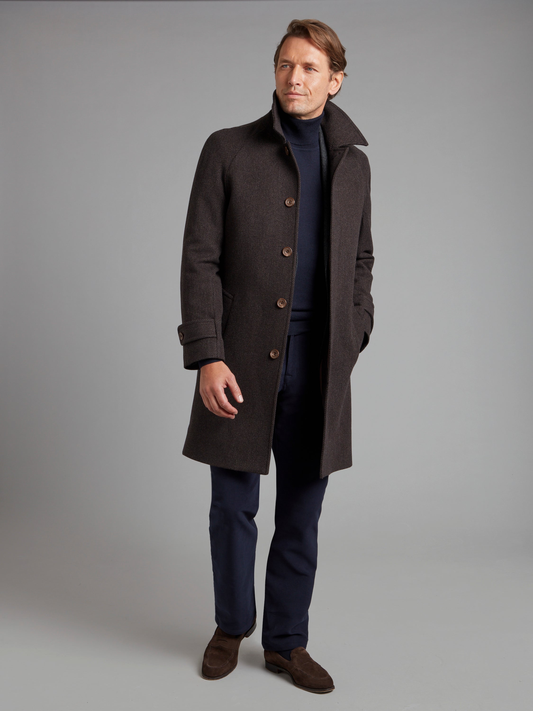 Balmacaan Overcoat Drago Skyfall Brown Men s Overcoat Oliver Brown London