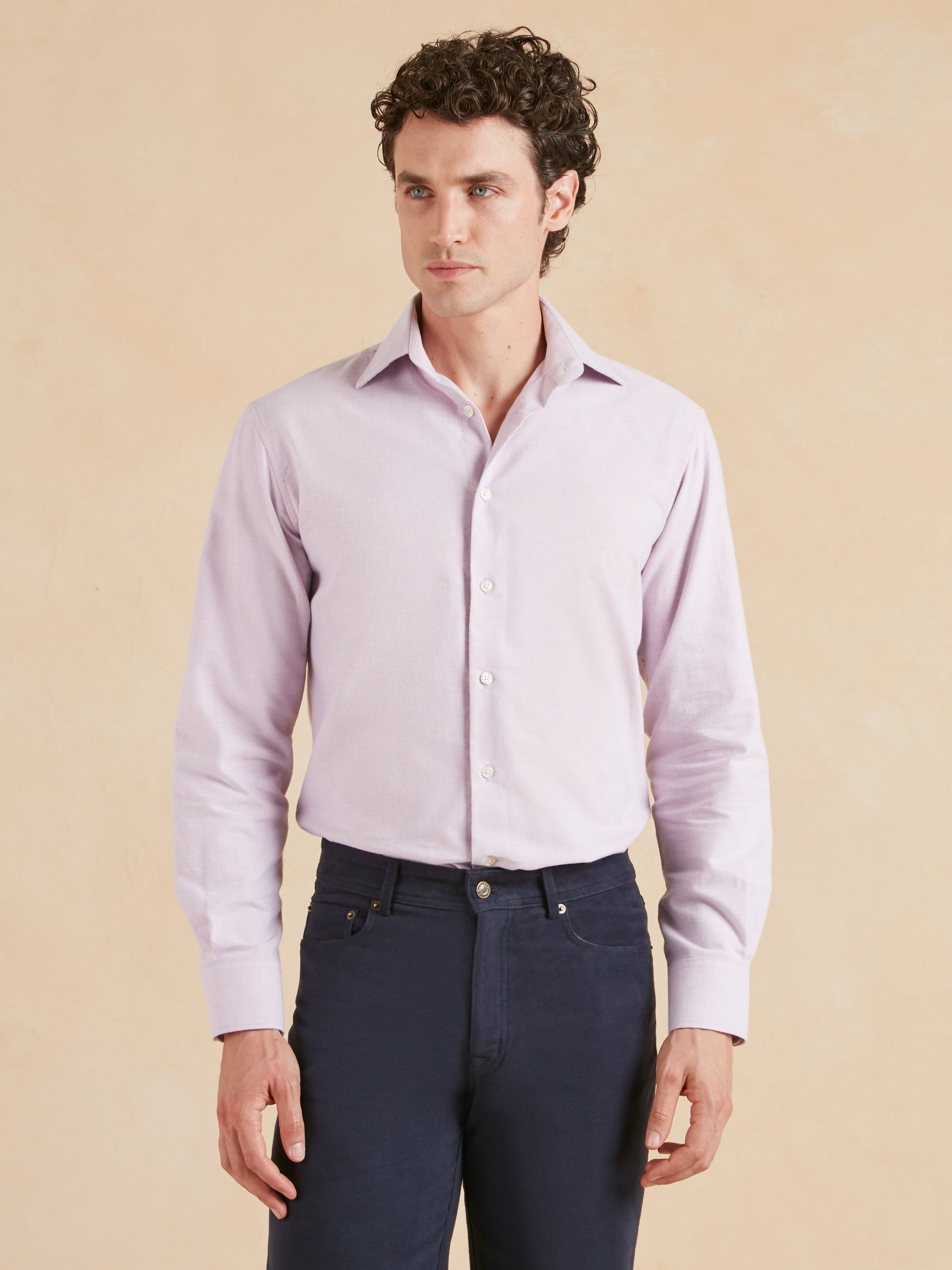 Amalfi Brushed Cotton Shirt - Lilac