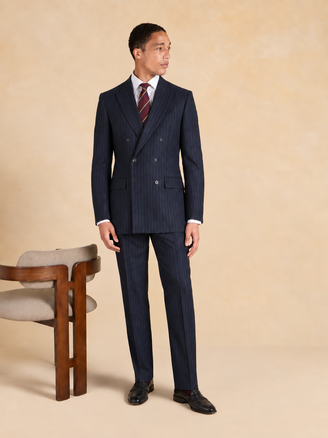 Cadogan Suit - Navy Chalk Stripe Wool