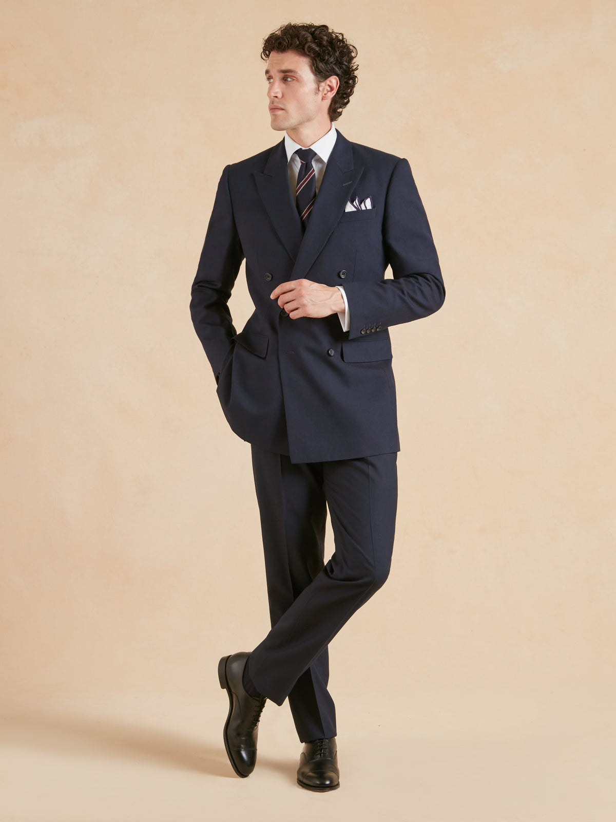 Cadogan Classic Fit Suit - Navy Plain Weave Wool | Men's Double ...