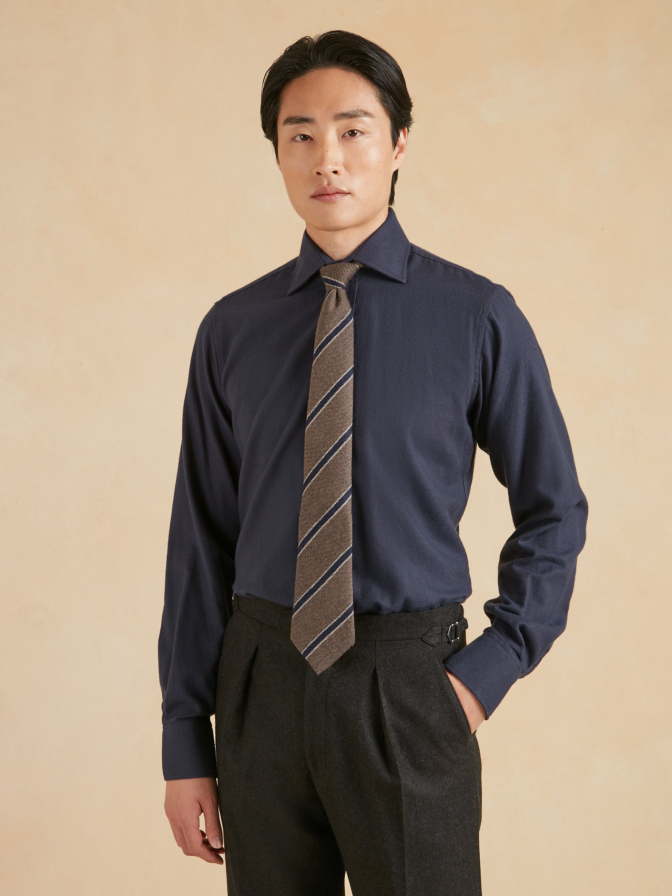 Regular Fit Shirt- Cashmere Blend Navy