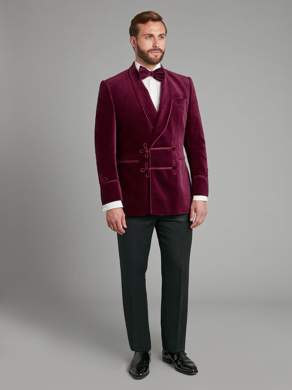 Caversham Smoking Jacket - Burgundy Velvet | Men's Smoking Jackets ...
