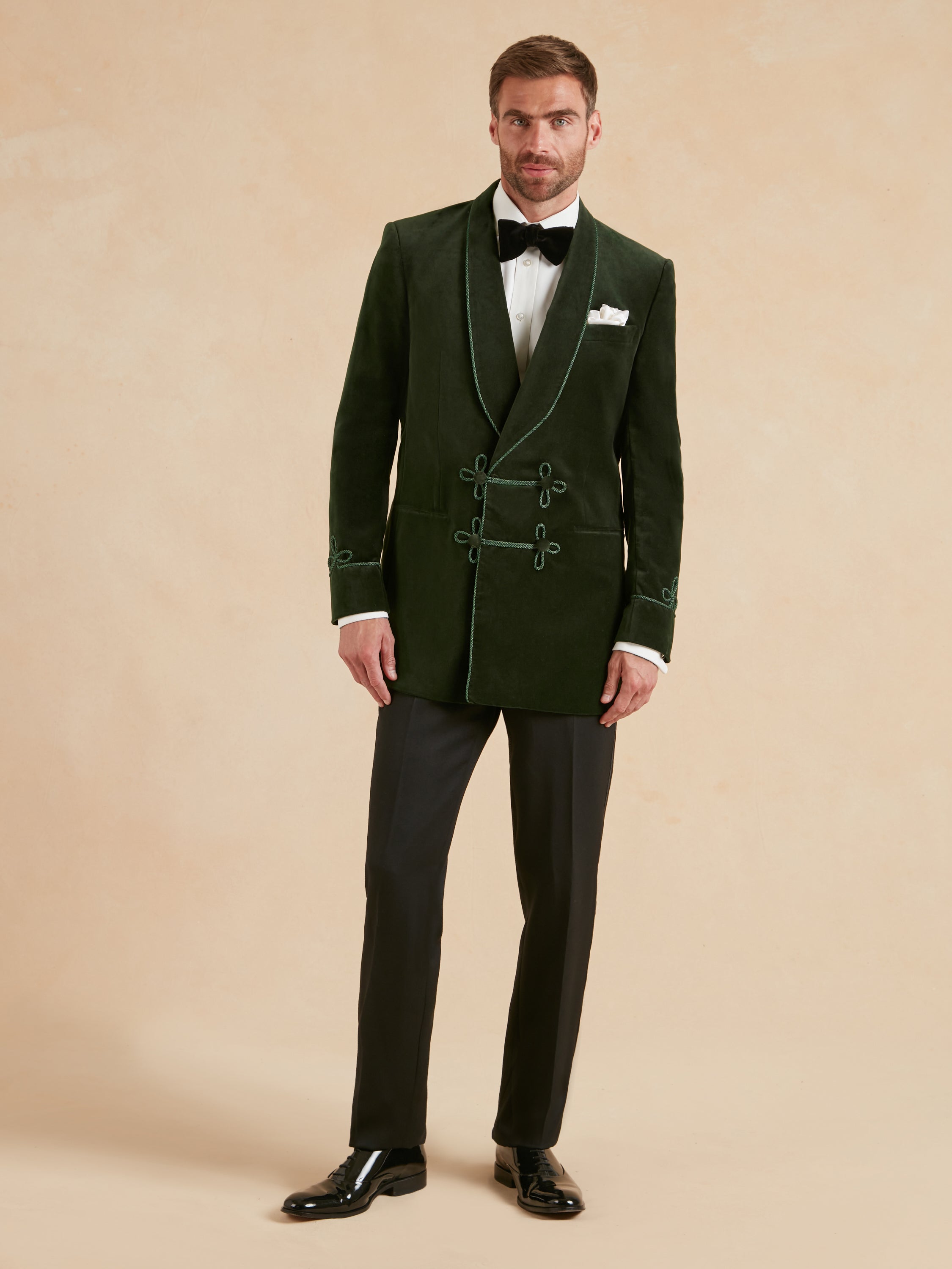 Caversham Smoking Jacket - Green Velvet | Men's Smoking Jackets