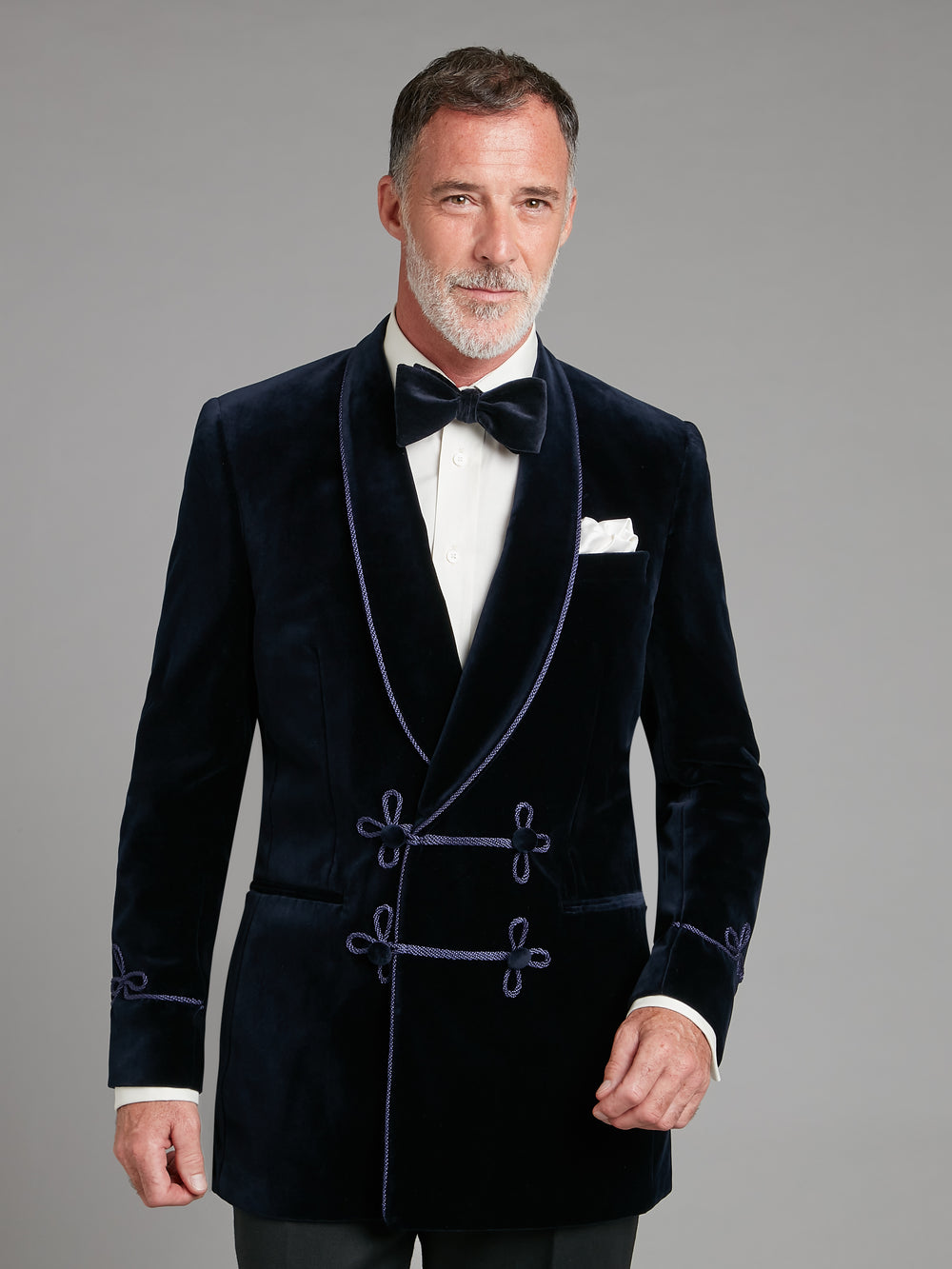 Sham Jacket Caversham Smoking Jacket - Navy Velvet | Men's Smoking Jackets | Oliver ...