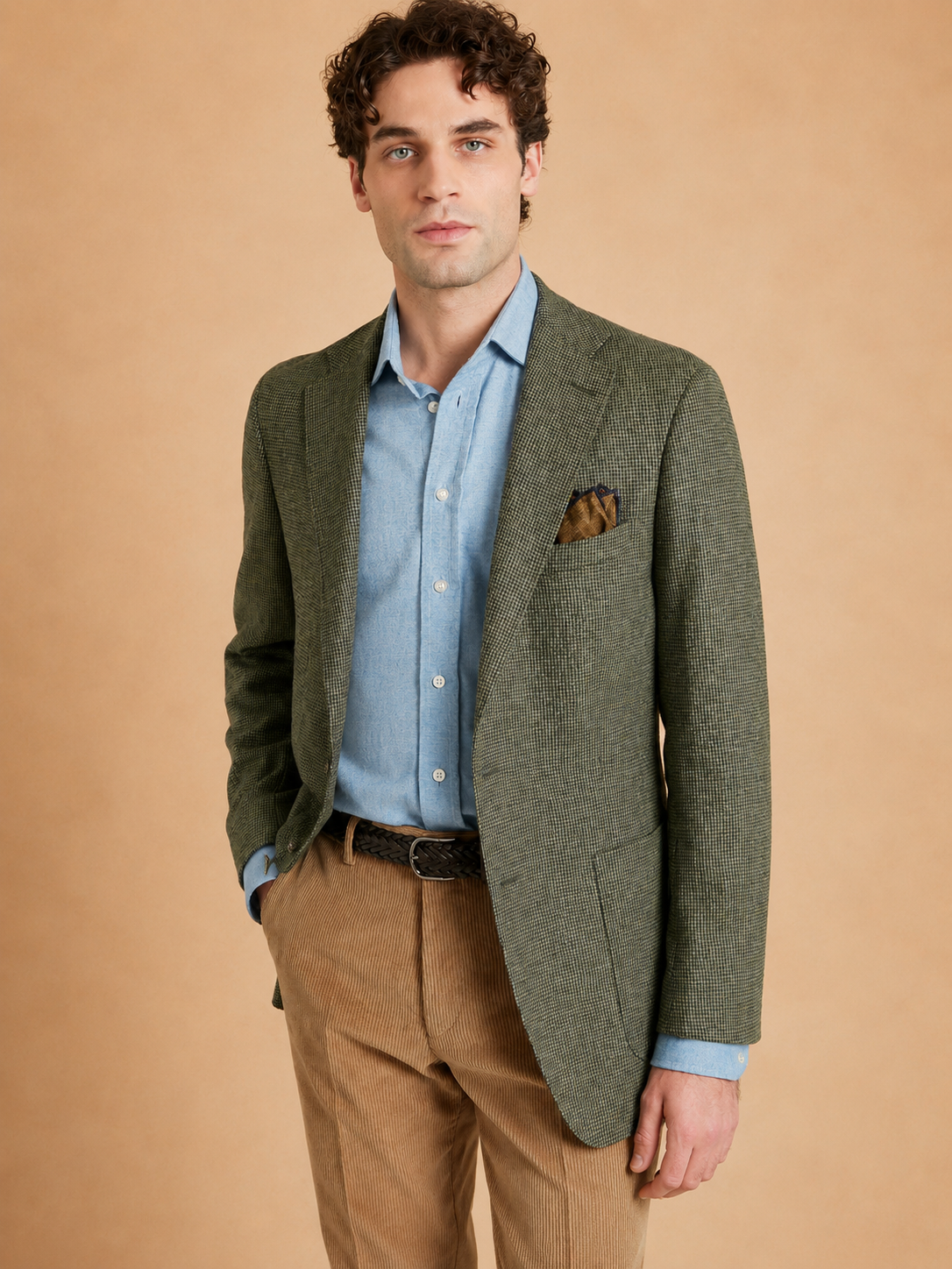 Unstructured Jacket - Nailhead Cool Sage