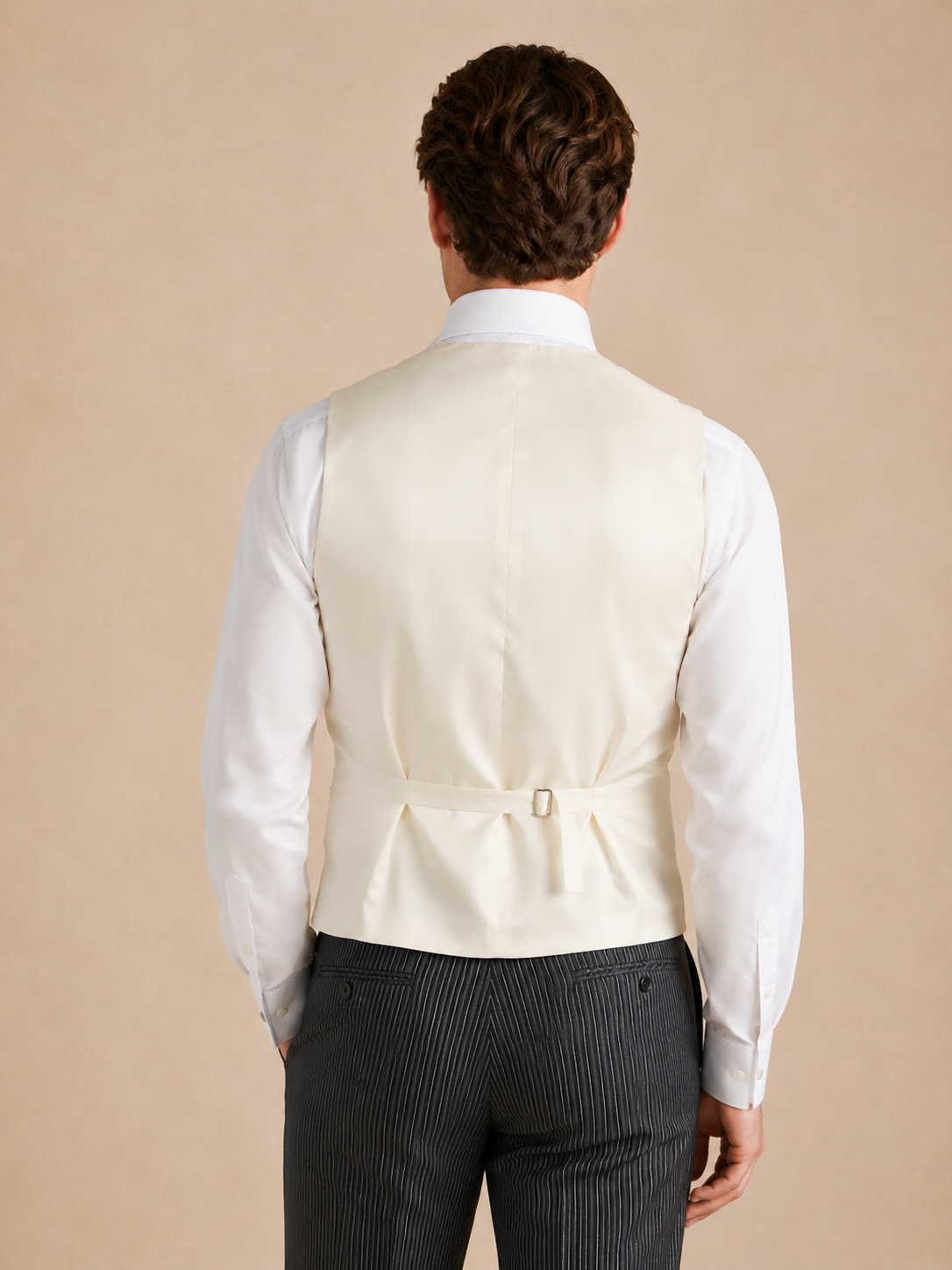 Double Breasted Wool Waistcoat - Cream