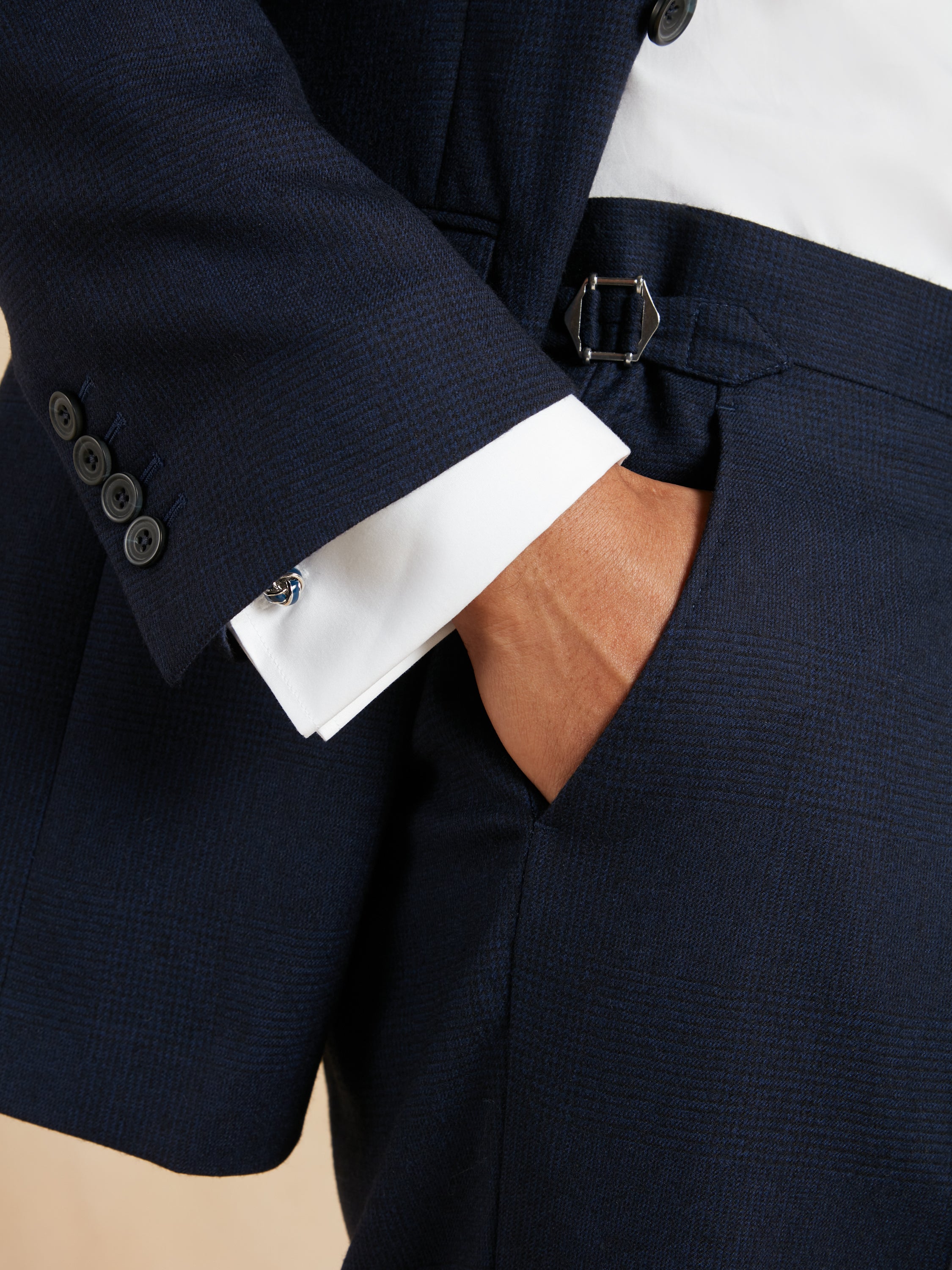 Double Breasted Clarence Suit - Navy Check